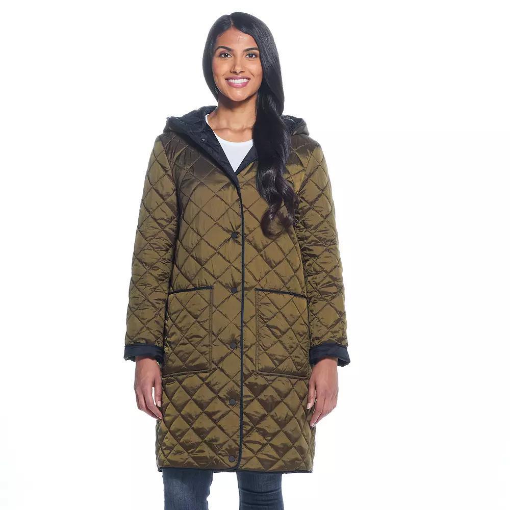 Women's Weathercast Quilted Reversible Duffle Jacket, Size: Medium, Black Loden Product Image
