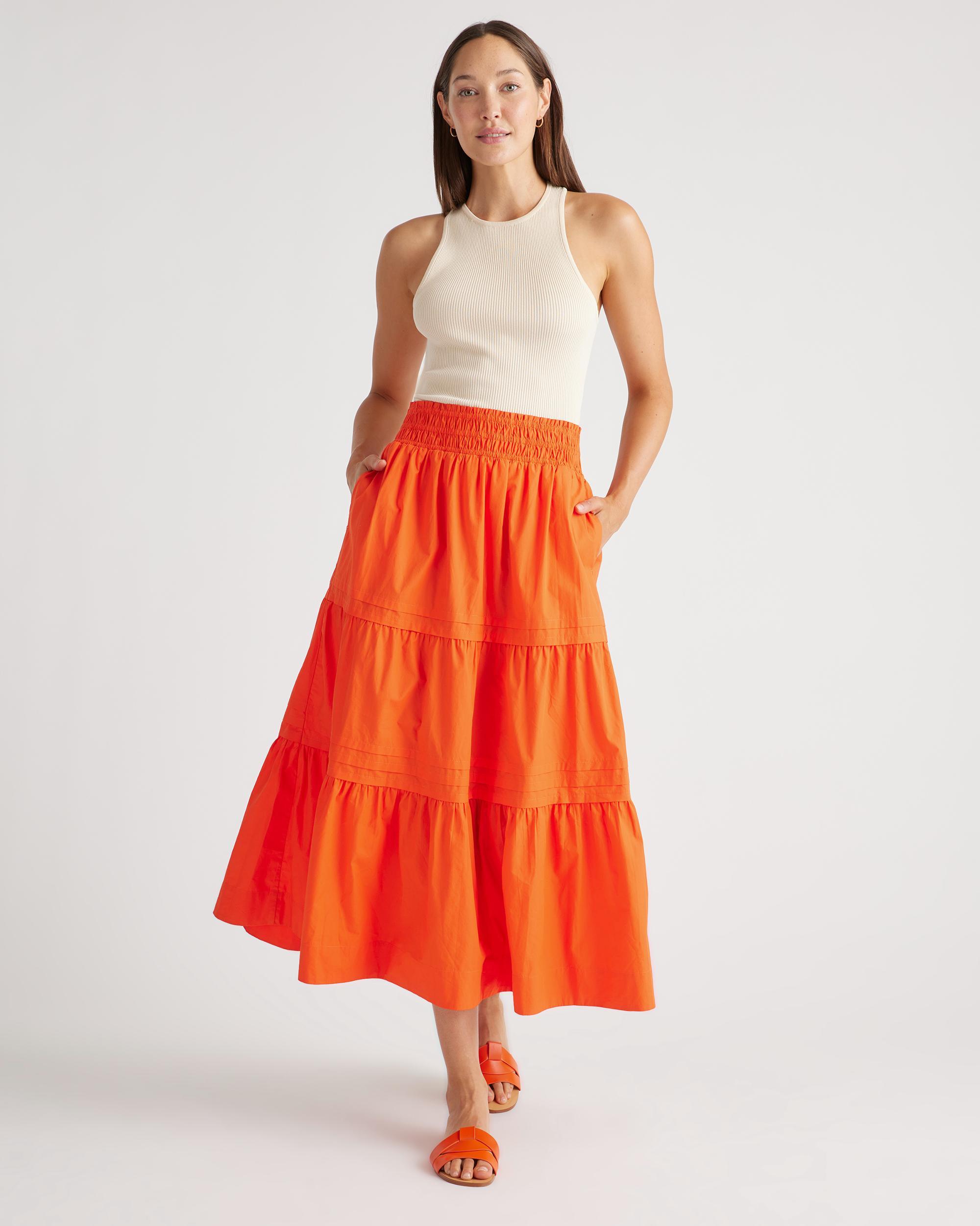 Quince | Women's Poplin Tiered Maxi Skirt Size XS, Organic Cotton Product Image