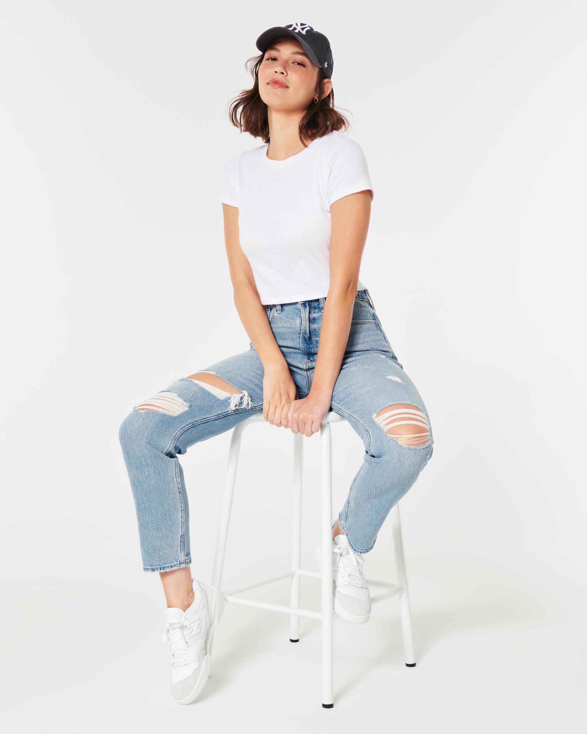 Curvy Ultra High-Rise Black Mom Jeans Product Image