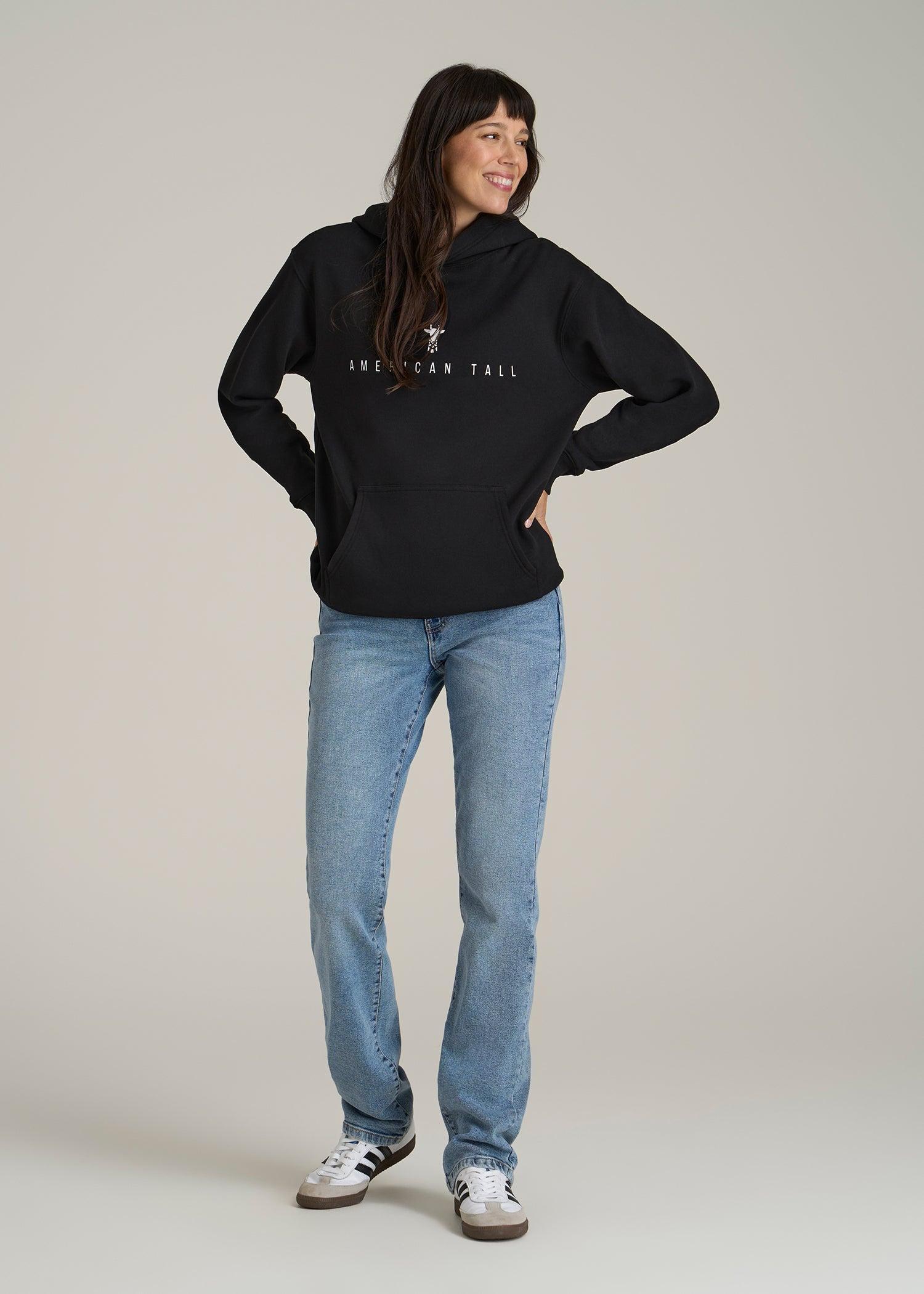 Logo Hoodie for Tall Women in Black Product Image