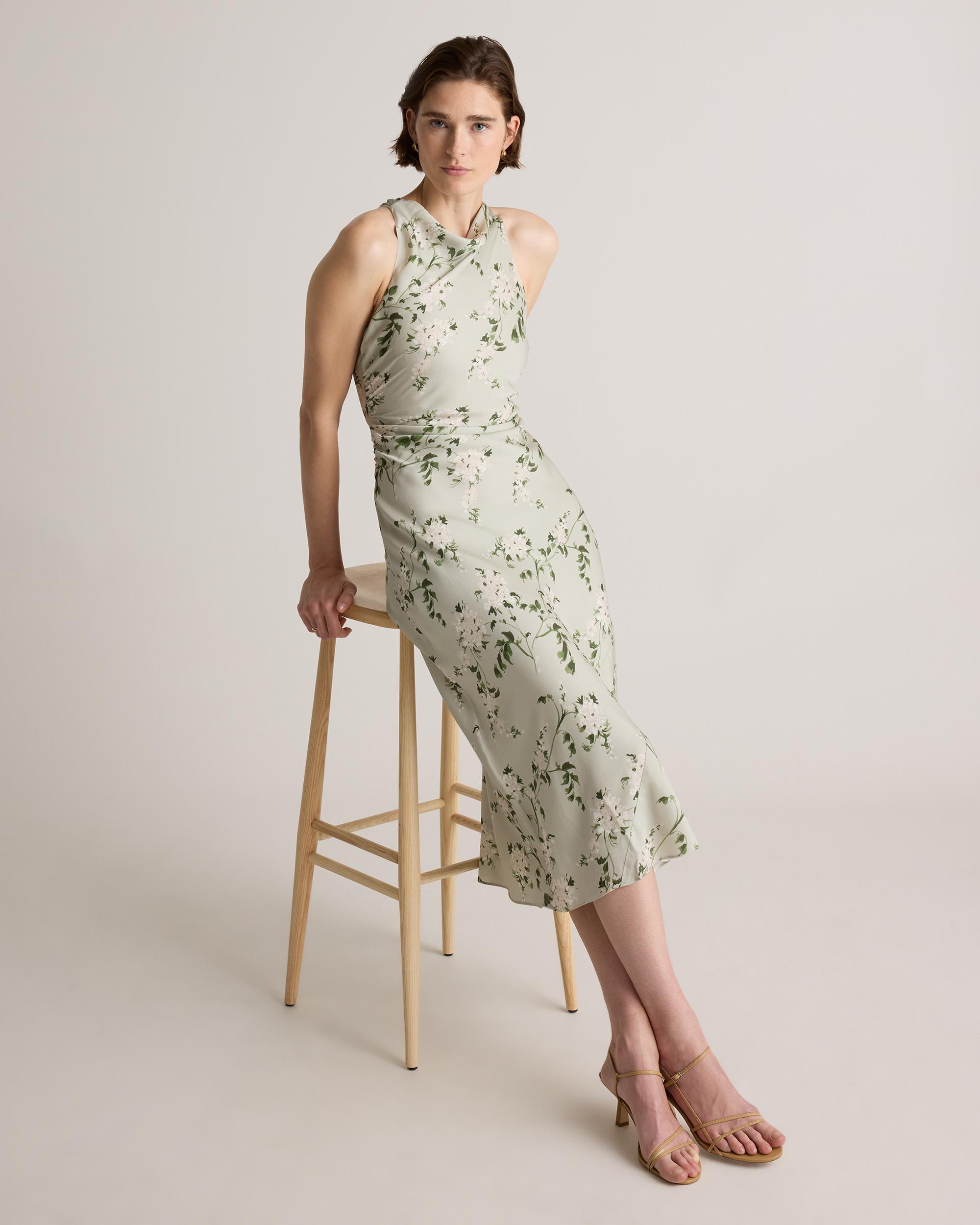 Quince | Women's Washable Stretch Silk High Neck Midi Dress Size XS, Mulberry Silk Product Image