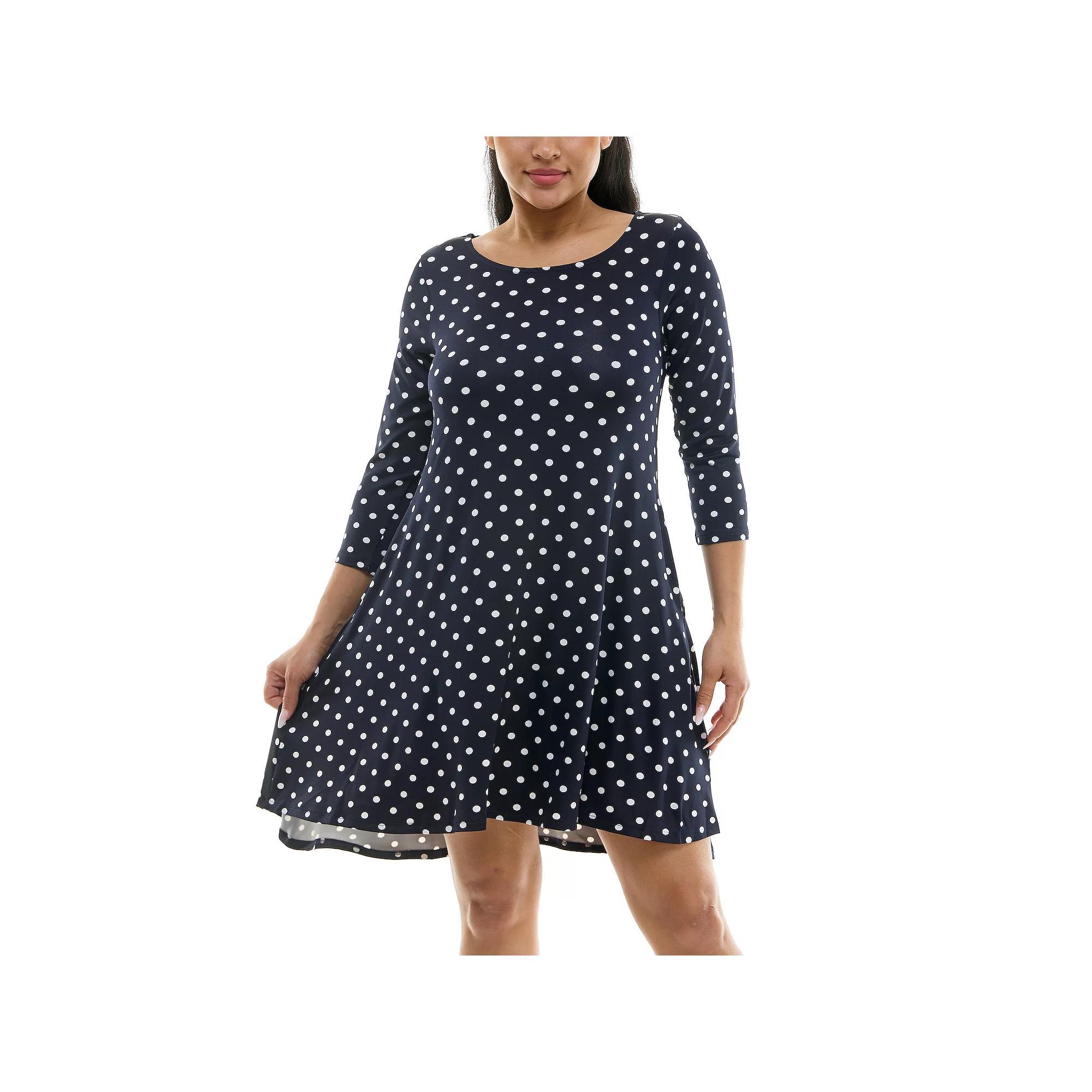 Women's Nina Leonard 3/4 Sleeve High-Low Trapeze Dress, Size: XL, Terracotta Product Image
