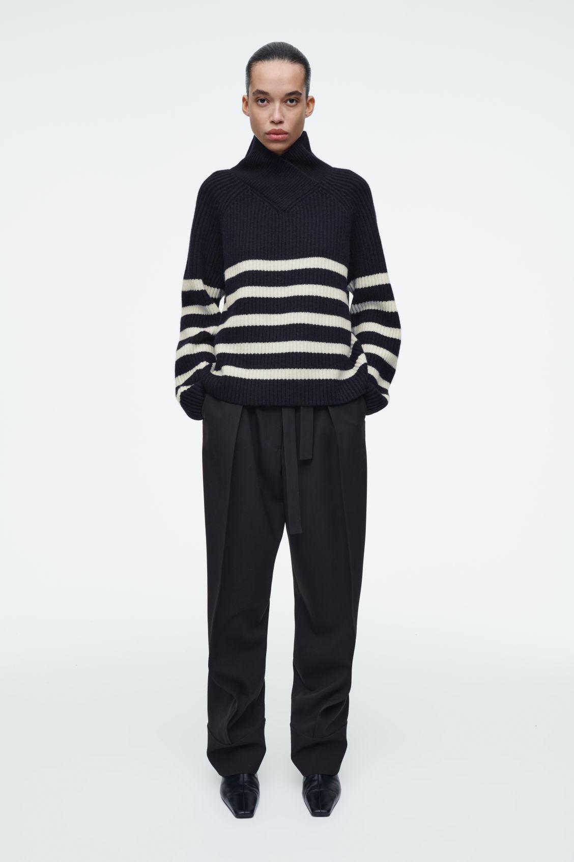 WRAP-COLLAR MERINO WOOL SWEATER Product Image
