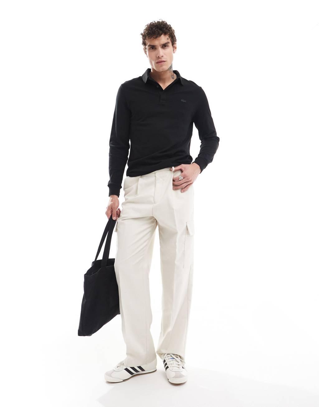 Lacoste long sleeve polo shirt in black  Product Image