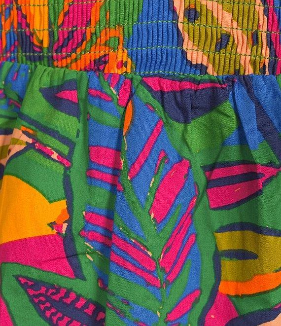 Sugarlips V-Neck Tropical Multi Sunfire Sleeveless Smocked Bodice Midi Dress Product Image