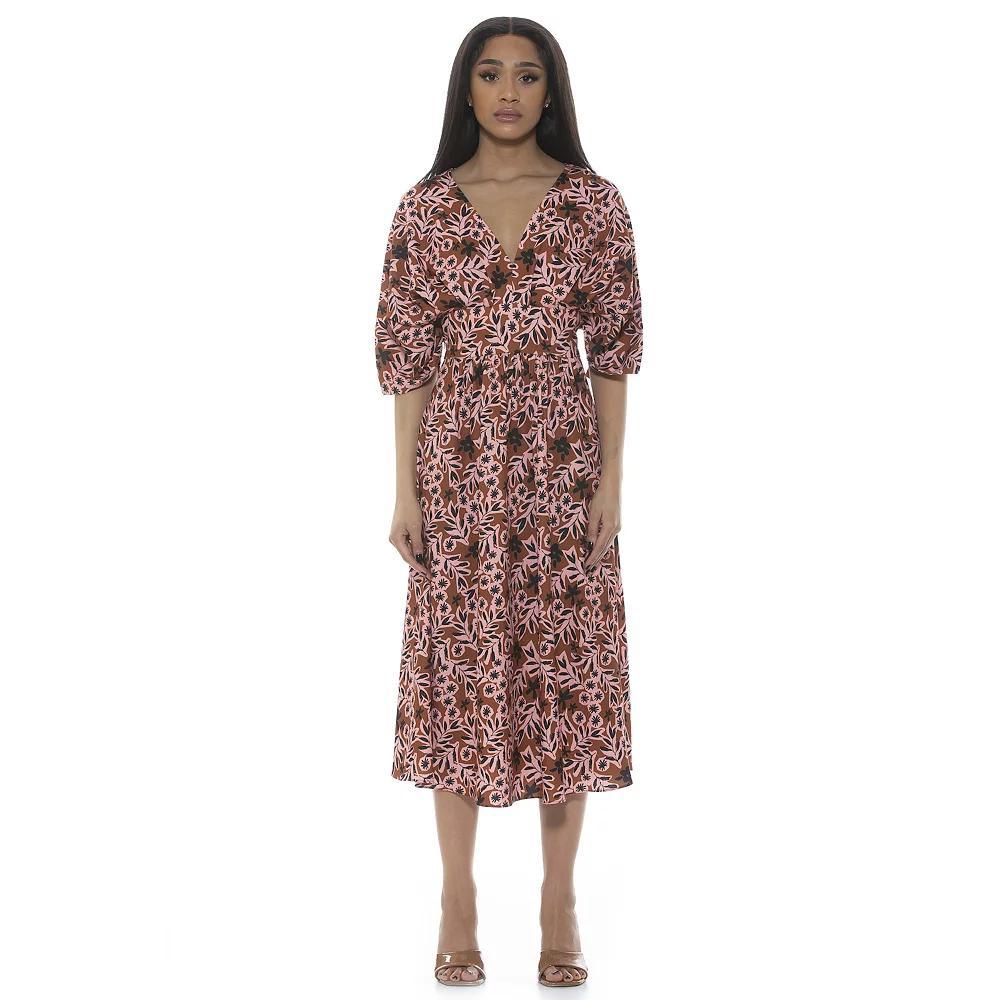 Women's ALEXIA ADMOR August Draped Fit & Flare Midi Dress, Size: 2, Sweet Pea Product Image