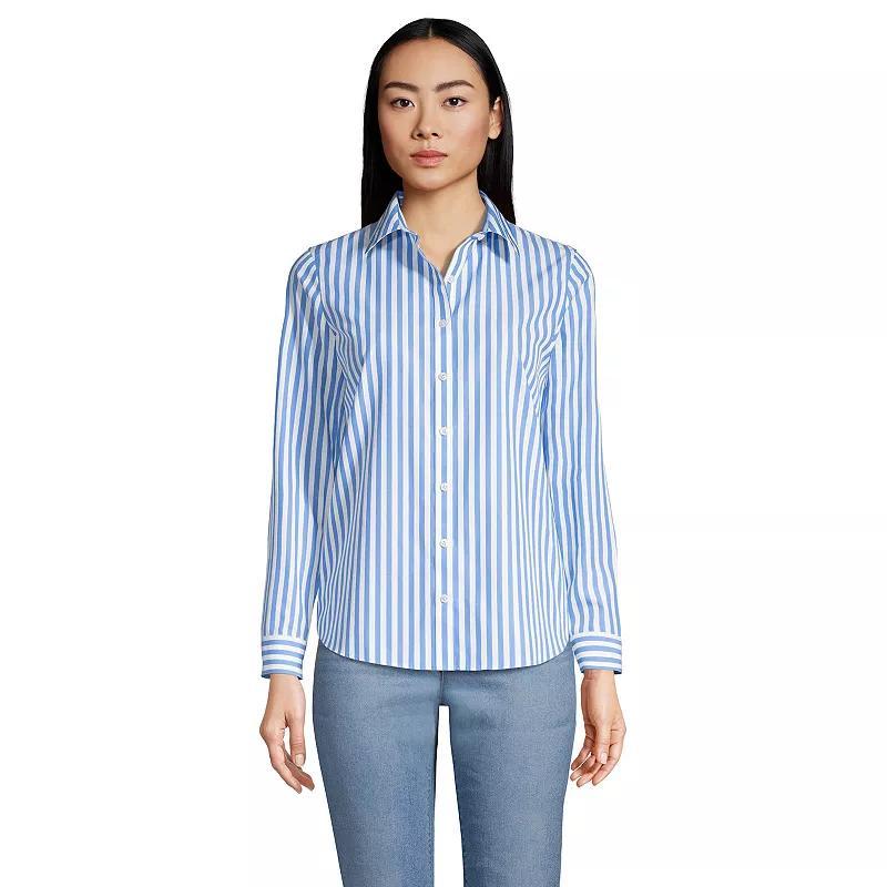 Plus Size Lands' End Wrinkle-Free No Iron Button-Front Shirt, Women's, Size: 16 W, White Product Image