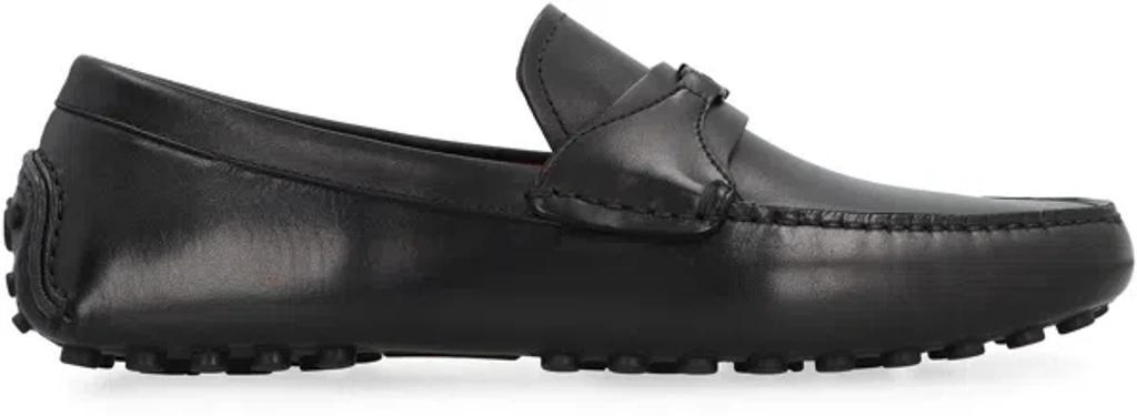 FERRAGAMO Salvatore  Driver Leather Loafers In Black Product Image