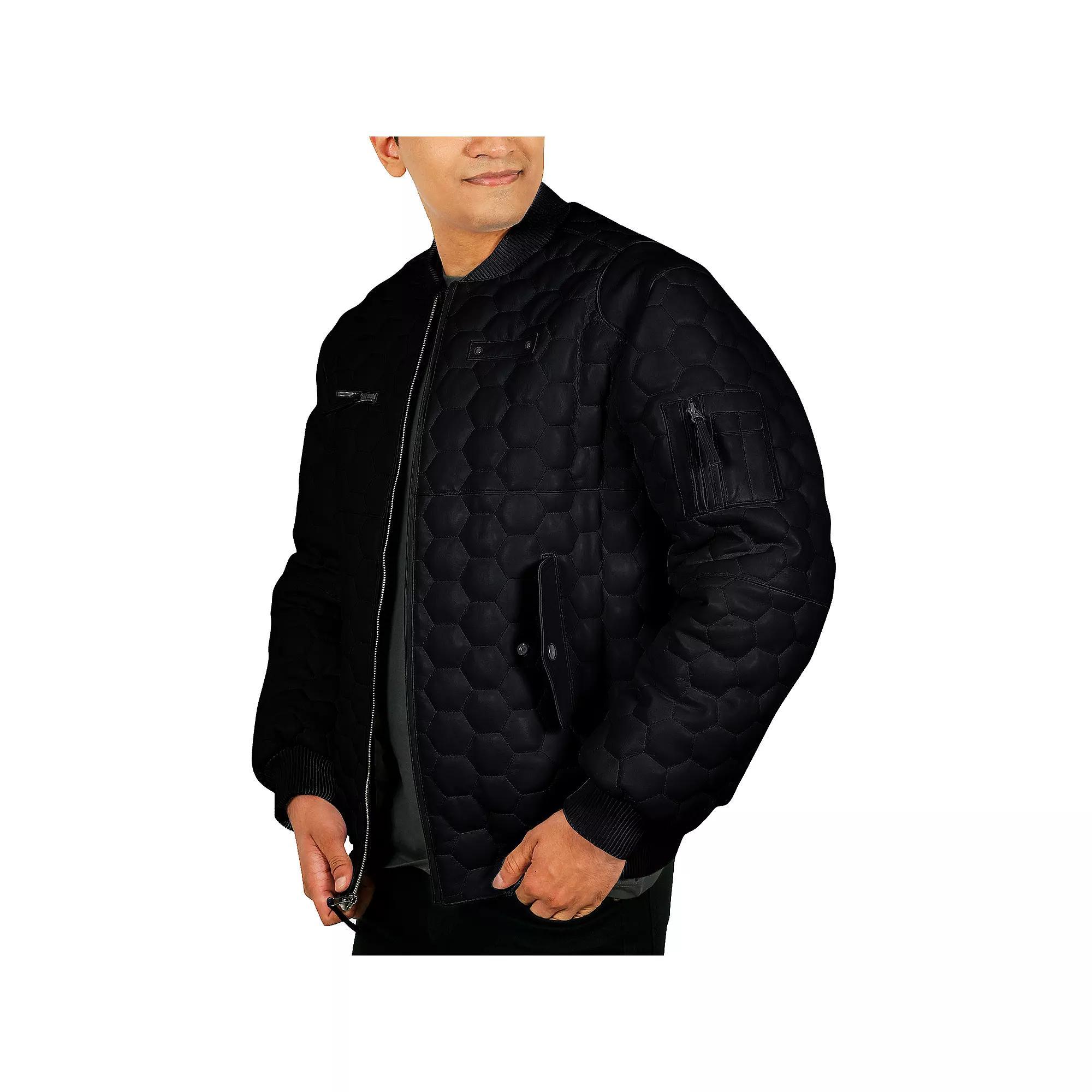 Men's Franchise Club Ace Quilted Leather Jacket, Size: Medium, Blue Product Image