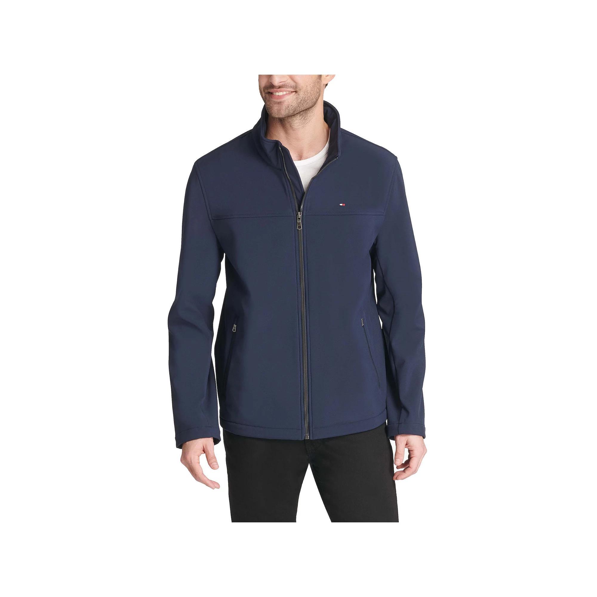 Mens Tommy Hilfiger Softshell Stand Collar Jacket Black Product Image