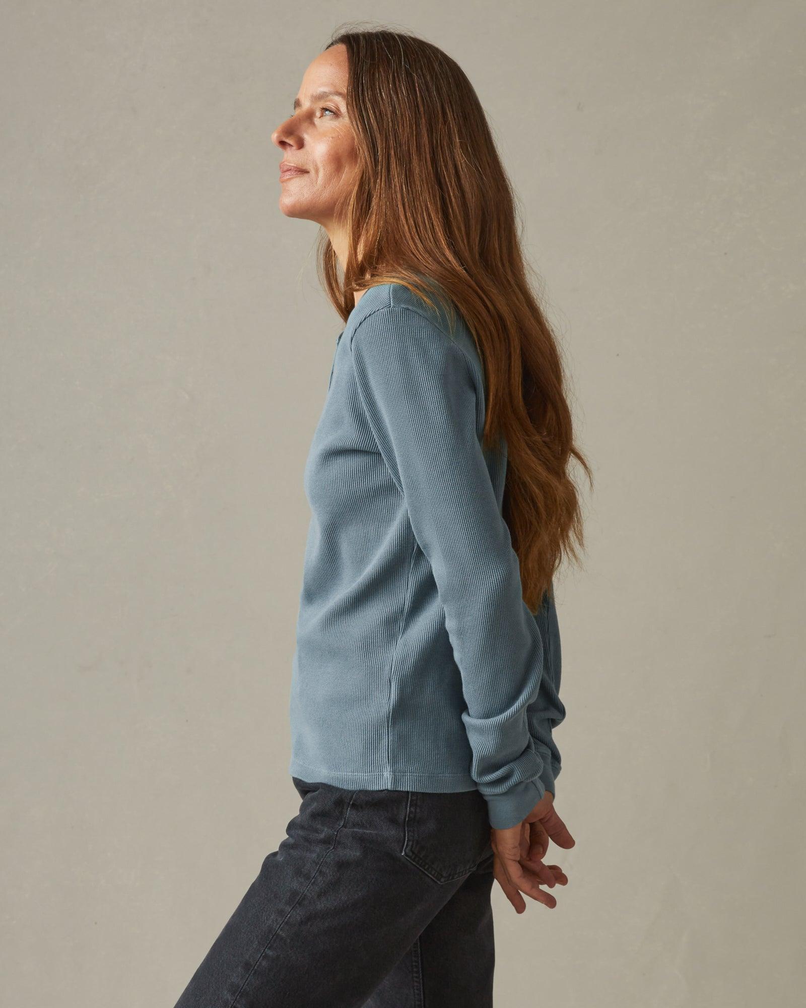 Women's Waffle Henley - Lead Female Product Image