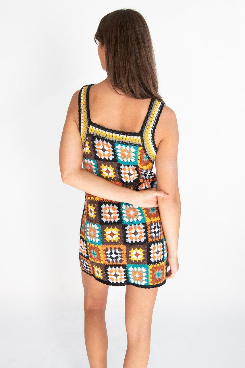 Crochet Granny Square Mini Dress Product Image