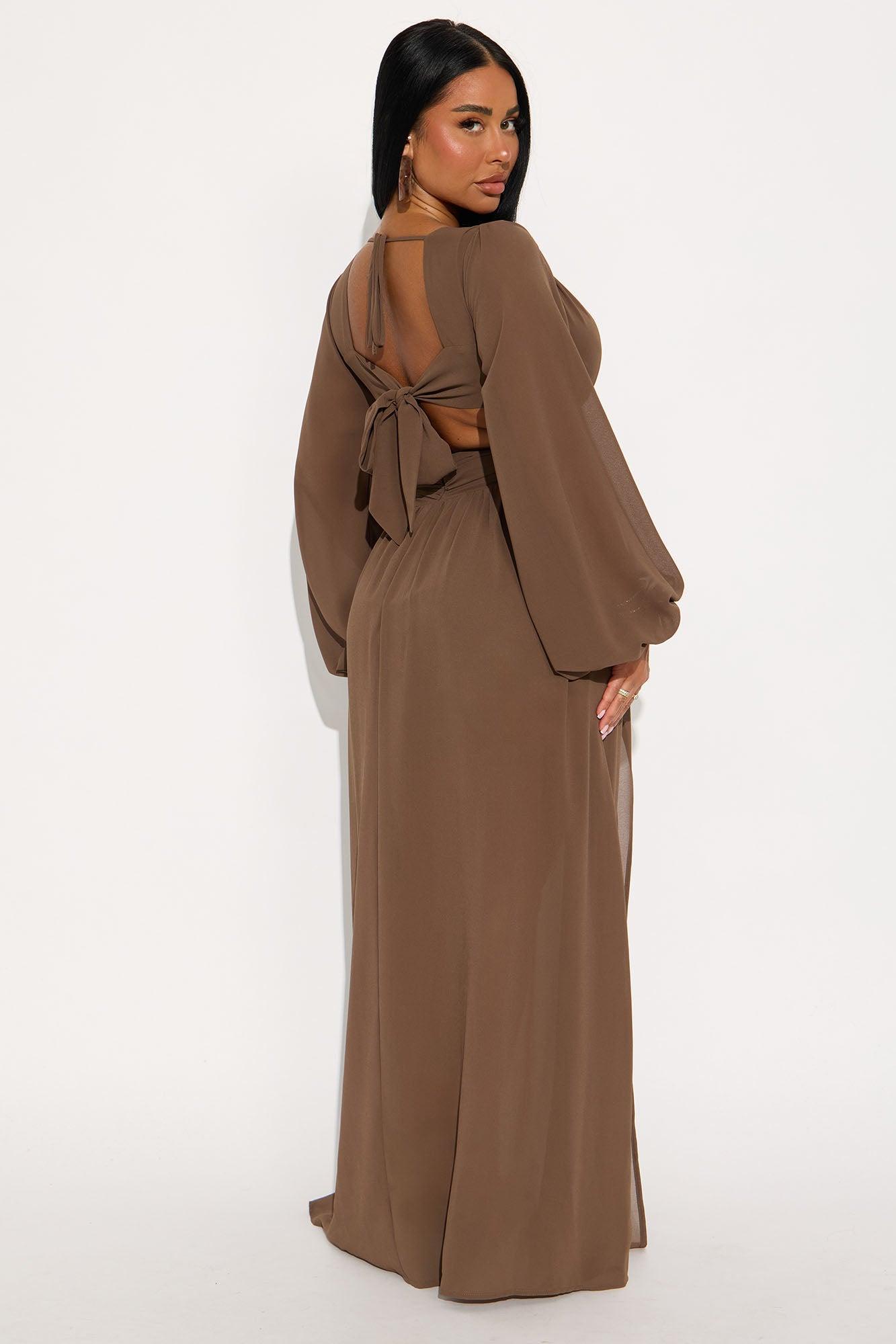 Coastal Chic Chiffon Maxi Dress - Brown Product Image