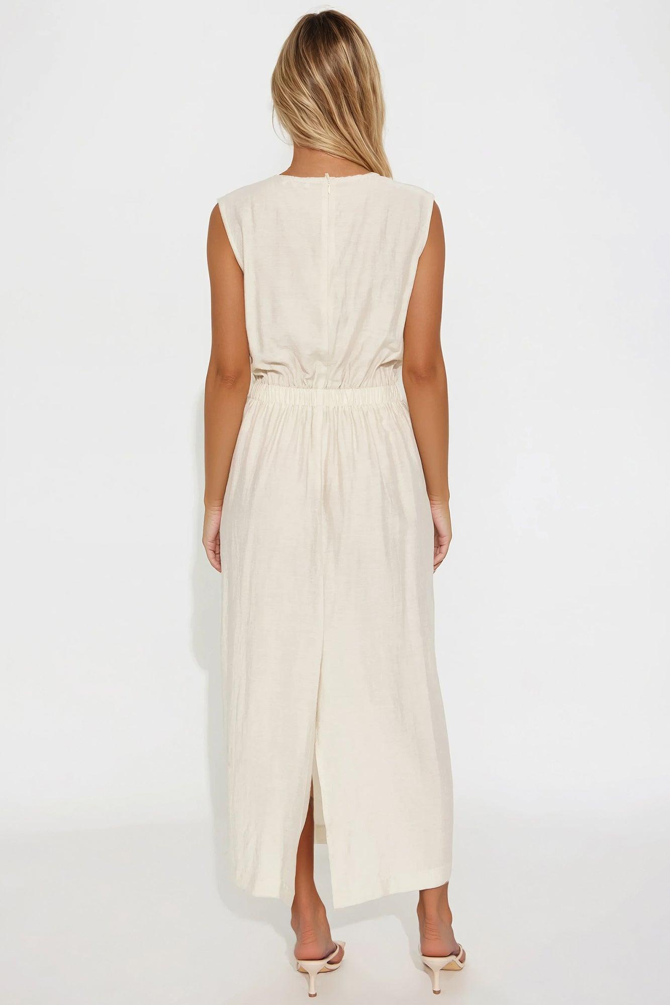 Ashley Tie Front Linen Maxi Dress - Natural Product Image