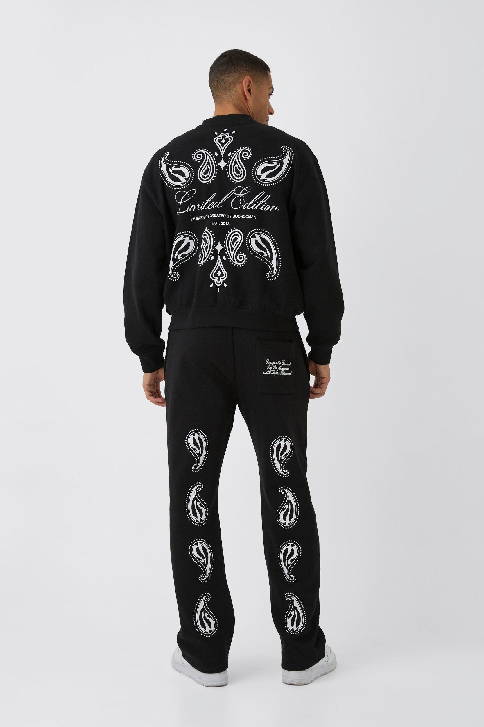 Oversized Boxy Paisley Print Bomber Jacket | boohooMAN USA Product Image