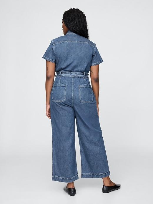 Belted Denim Jumpsuit Product Image