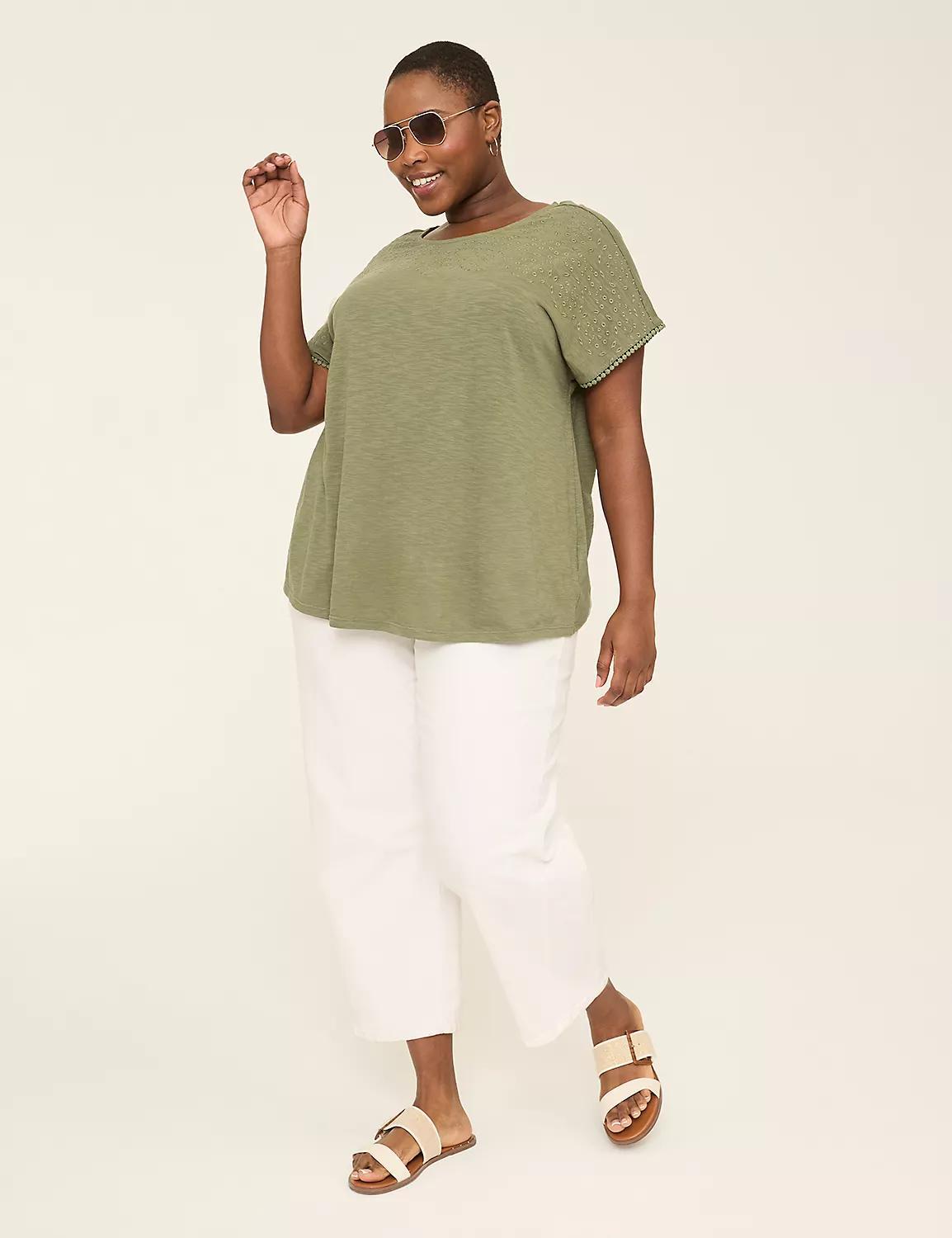 Dolman-Sleeve Eyelet-Detail Top Product Image