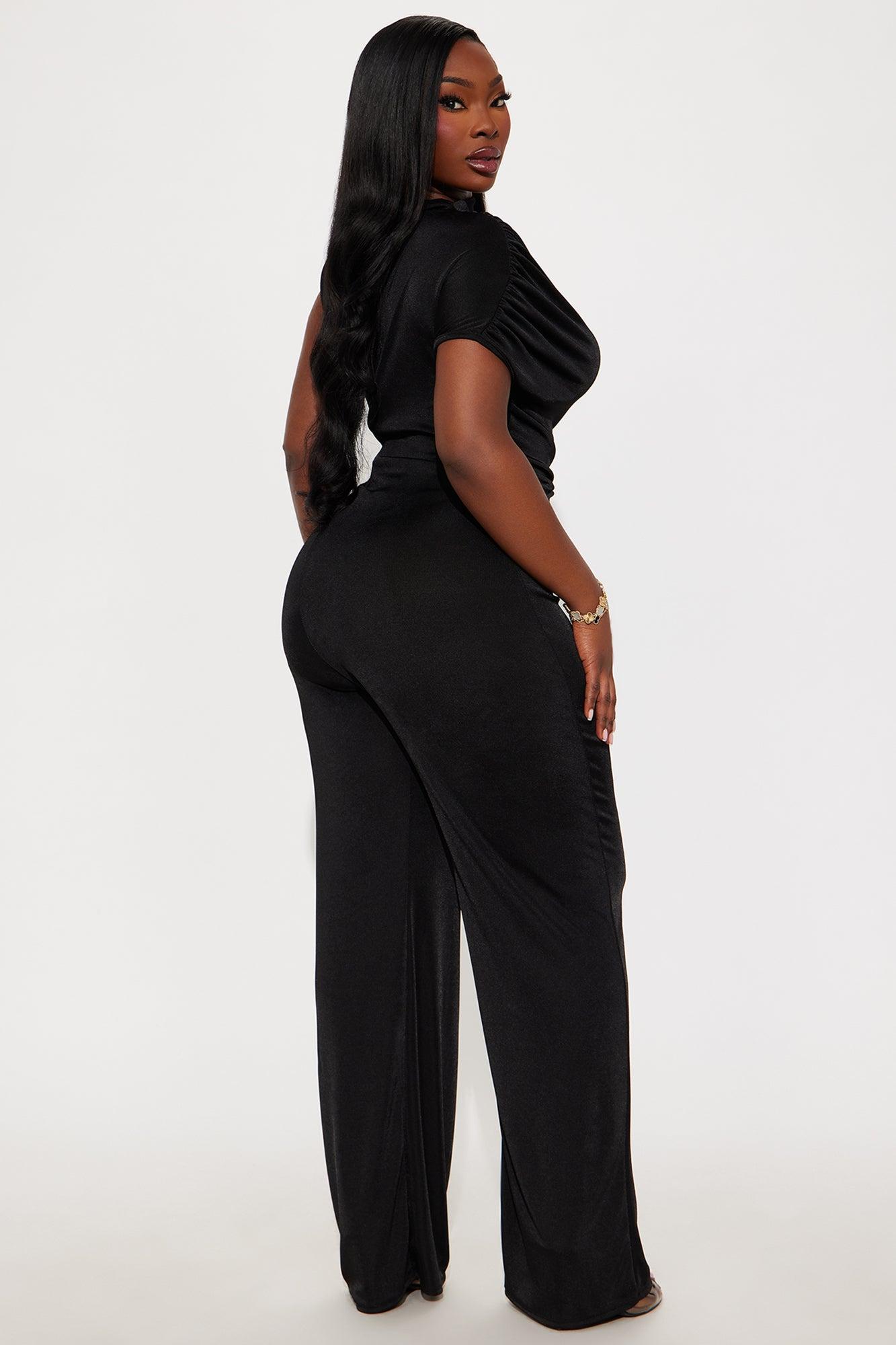 High Risk Ruched Wide Leg Jumpsuit - Black Product Image