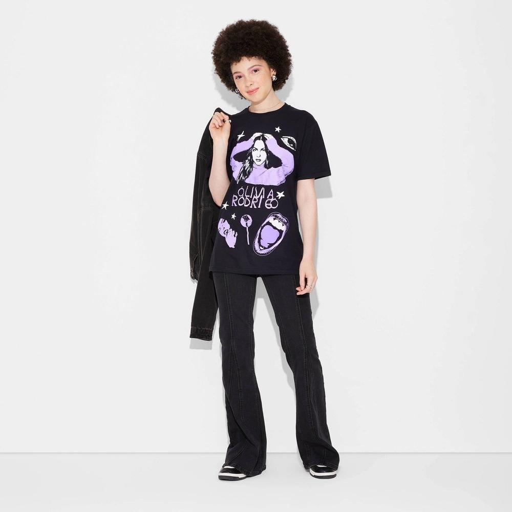 Women's Olivia Rodrigo Short Sleeve Graphic T-Shirt - Black M: Crew Neck, Jersey Fabric Product Image
