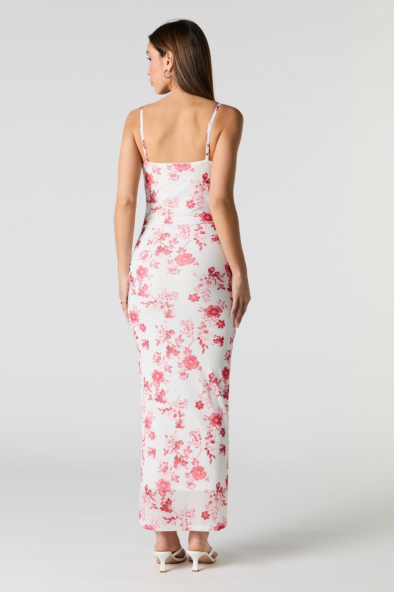 Printed Mesh Bustier Maxi Dress Female Product Image