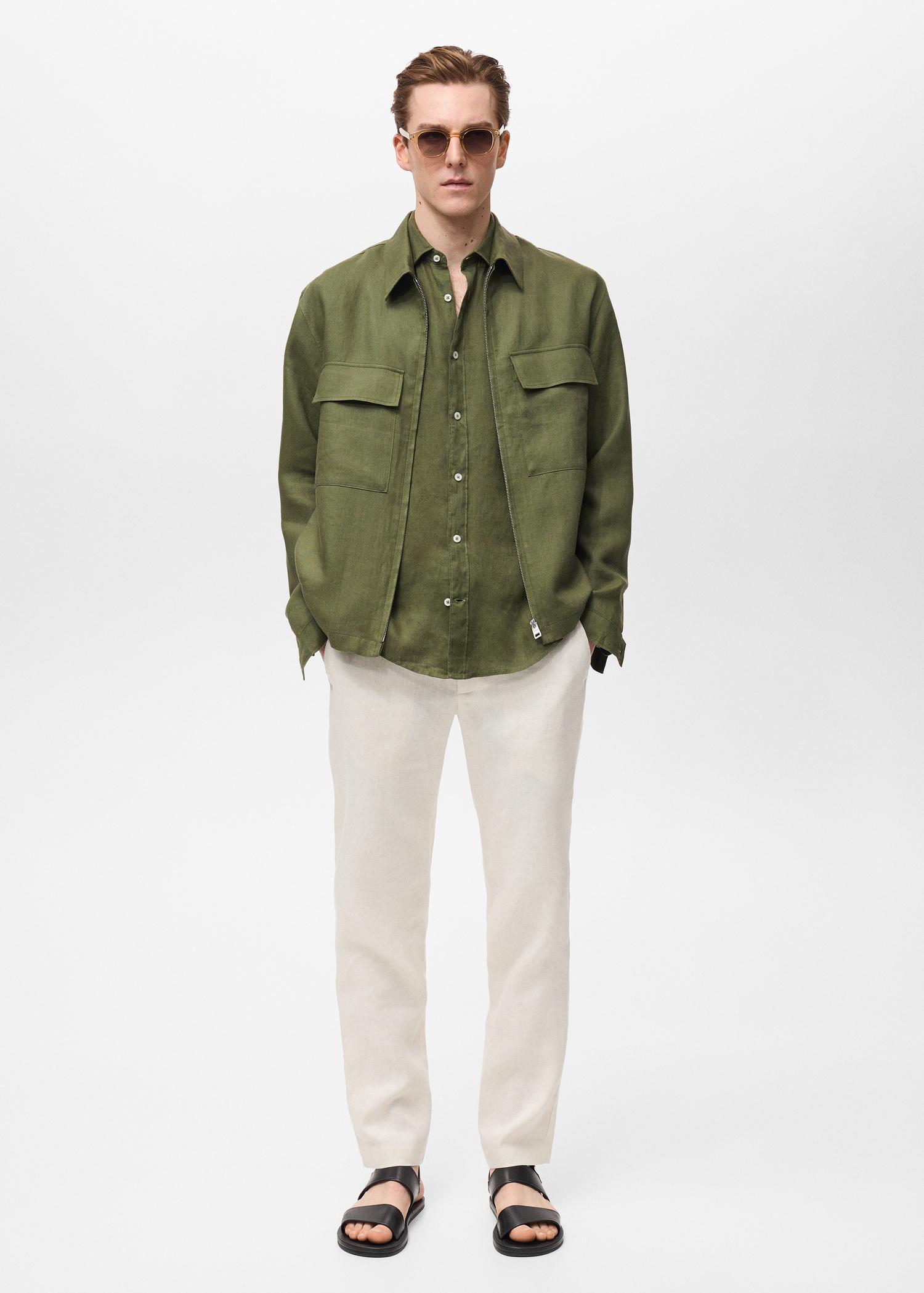 Linen 100% shirt - Men | MANGO USA Product Image