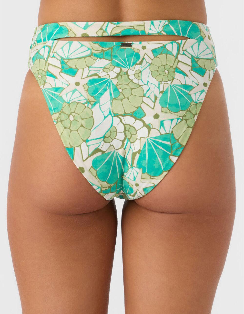 O'NEILL Shell Abstract Maxwell High Waist Cheeky Bikini Bottoms - GREEN COMBO Product Image