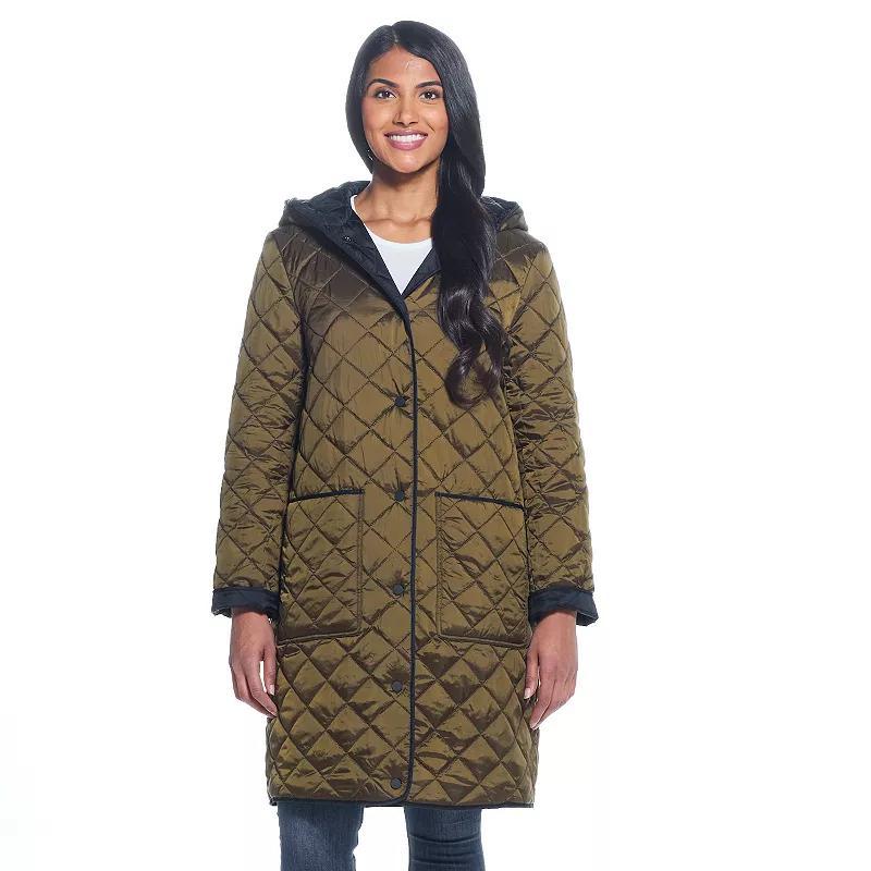 Women's Weathercast Quilted Reversible Duffle Jacket, Size: Medium, Black Loden Product Image