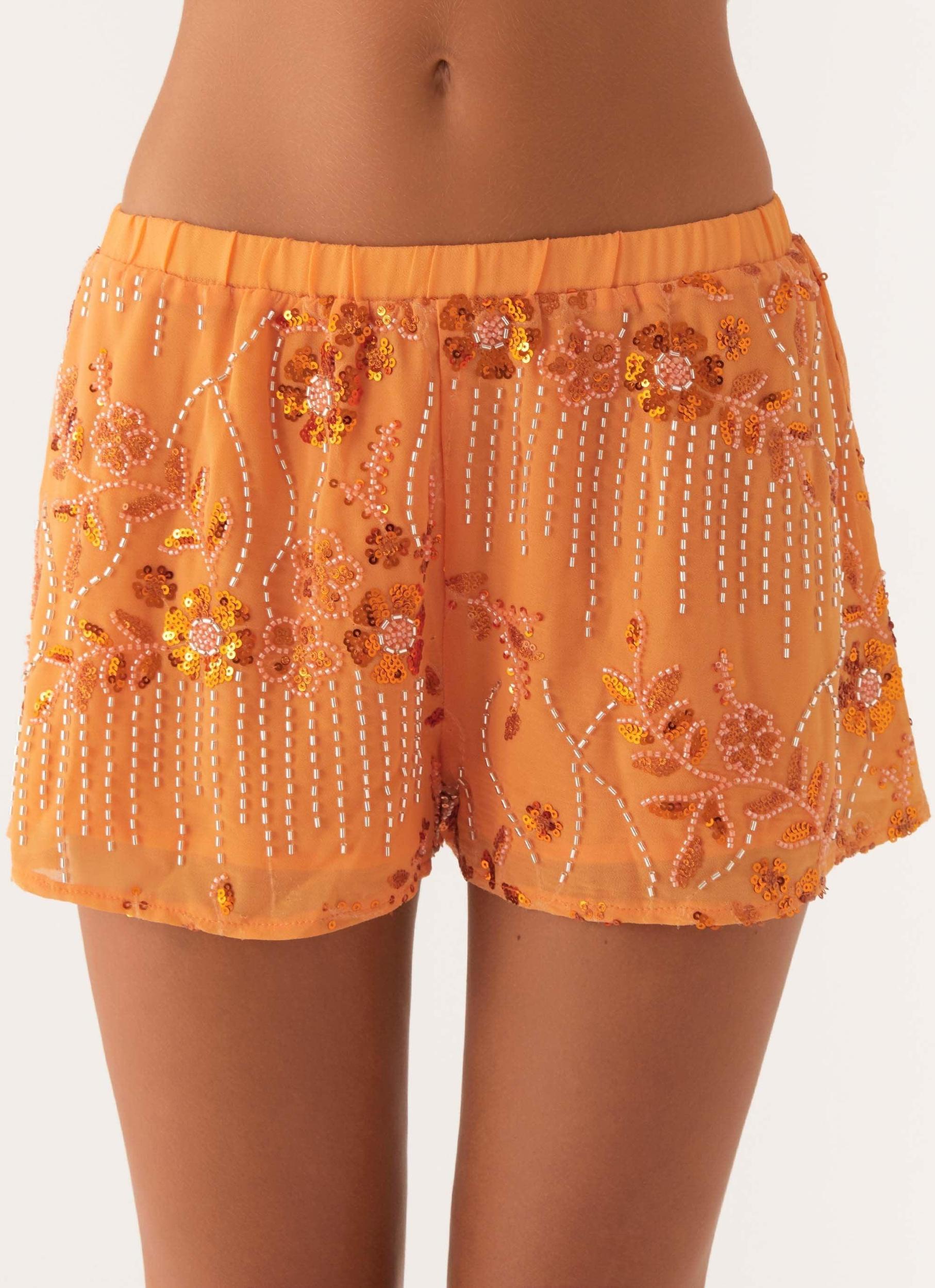 Mercer Sequin Mini Shorts - Orange Product Image