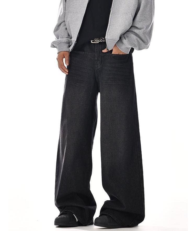 RT No. 12055 BLACK RELAX STRAIGHT DENIM JEANS Product Image