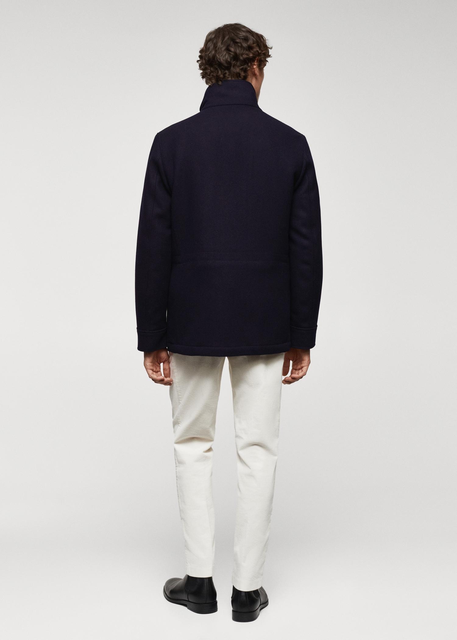 Short wool coat with pockets - Men | MANGO USA Product Image