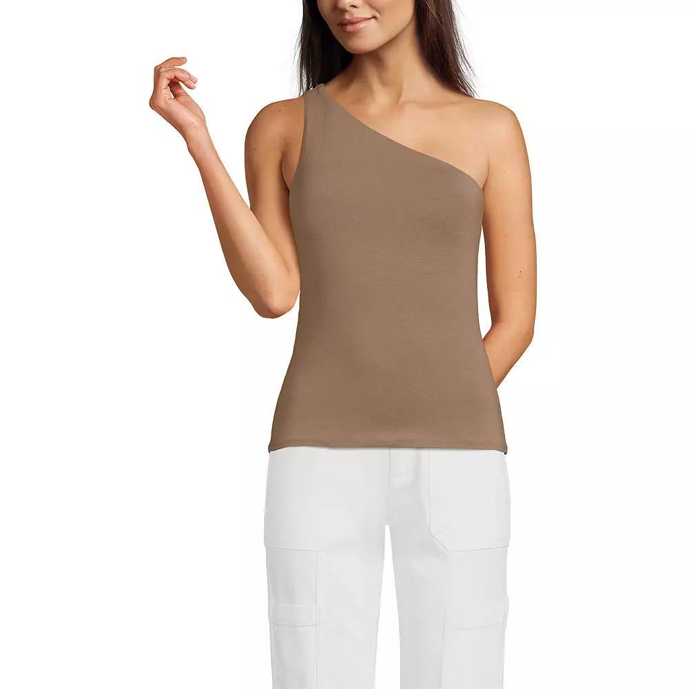 Women's Lands' End Slender One-Shoulder Top, Size: Small, Honey Beige Product Image
