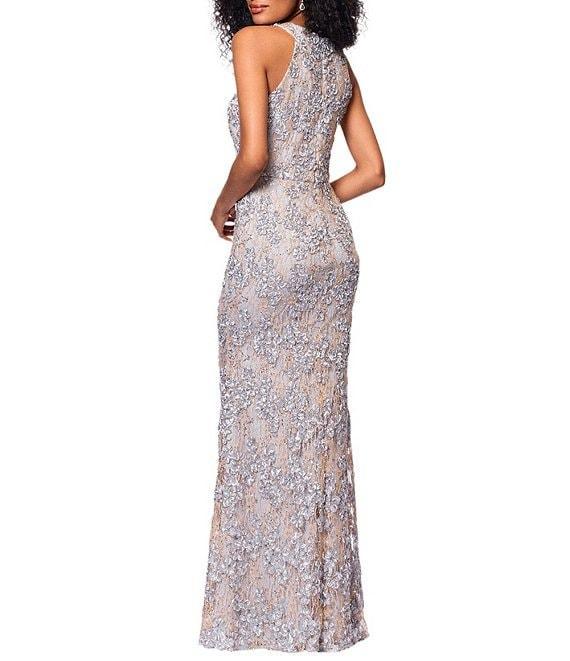 Xscape Soutache Lace Halter Neck Sleeveless Sheath Gown Product Image