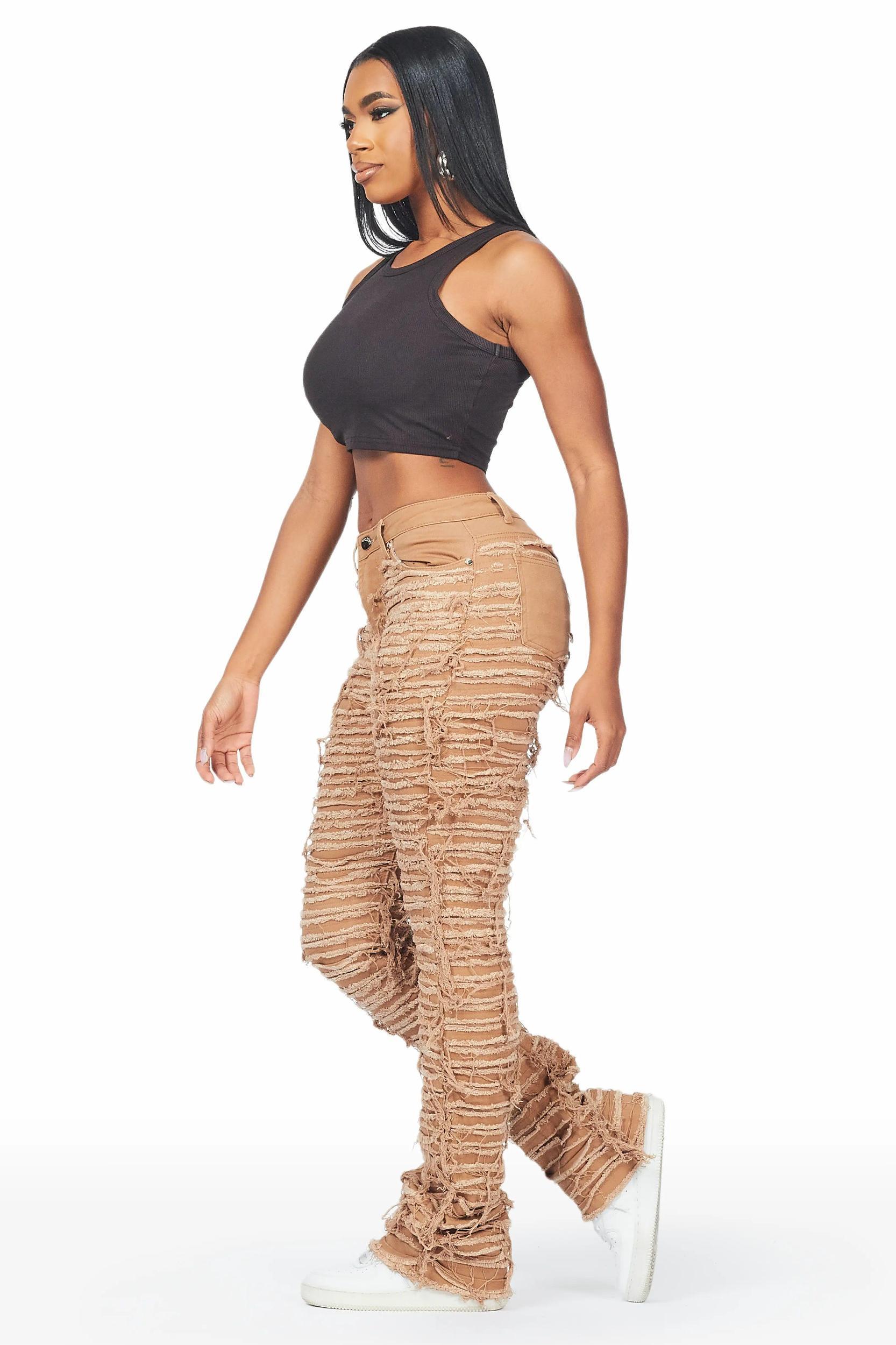 Melany Tan Stacked Flared Jean Female Product Image
