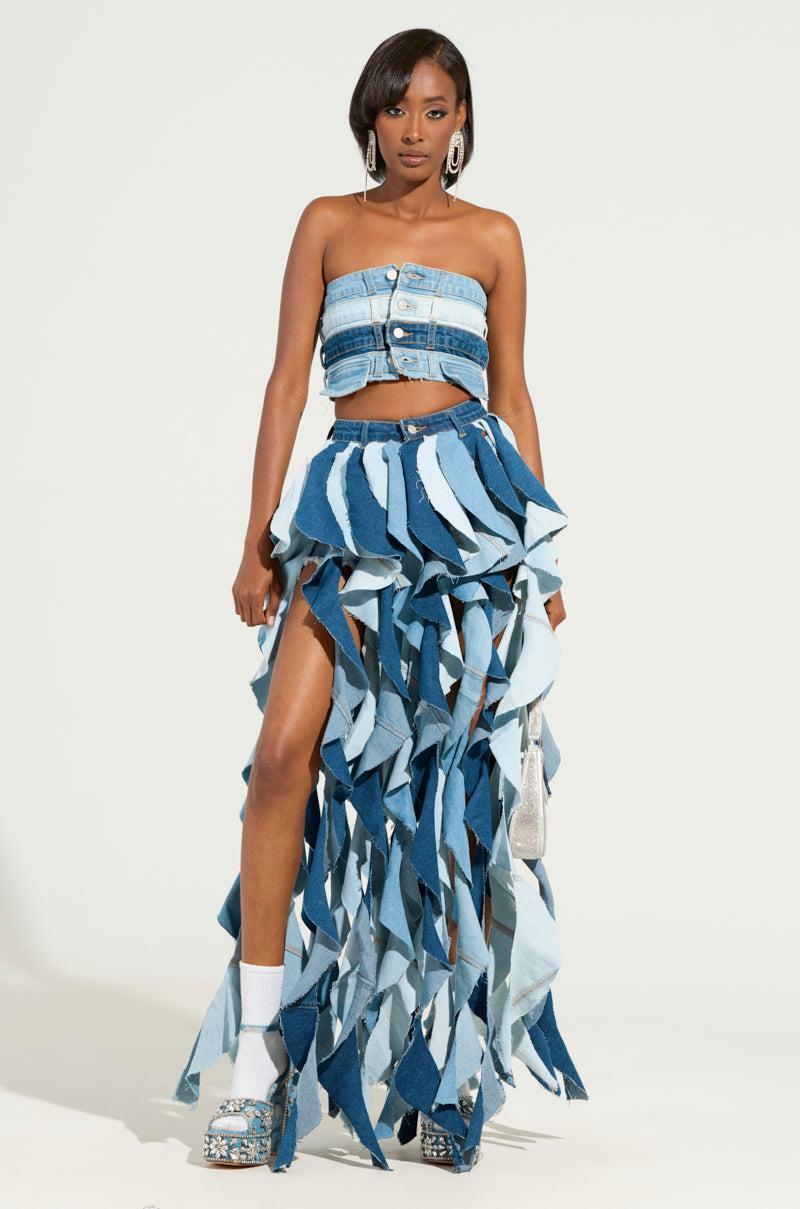 ALESSANDRA DENIM CORSET TOP Product Image