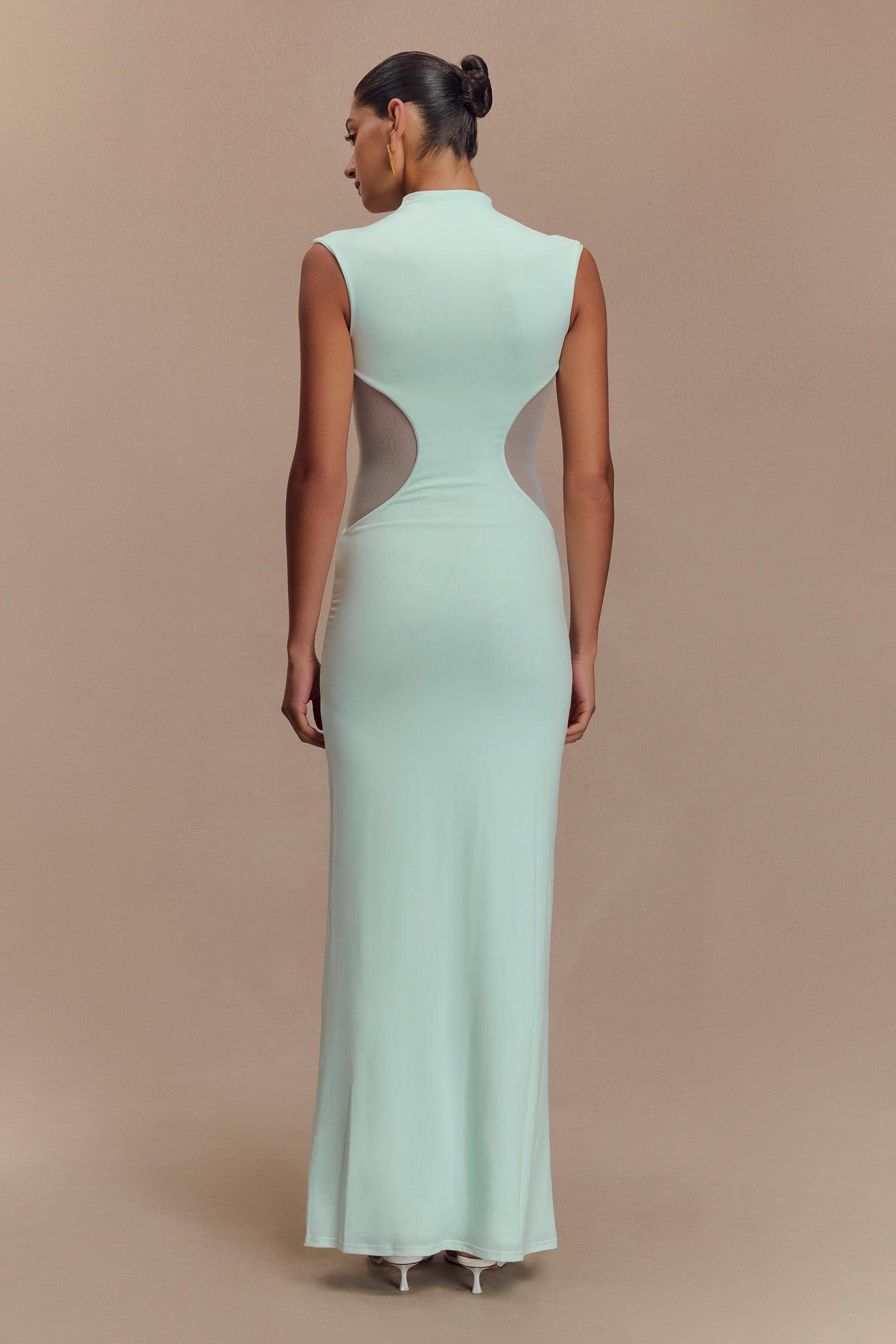 Massie Slinky And Mesh Maxi Dress - Lagoon Product Image