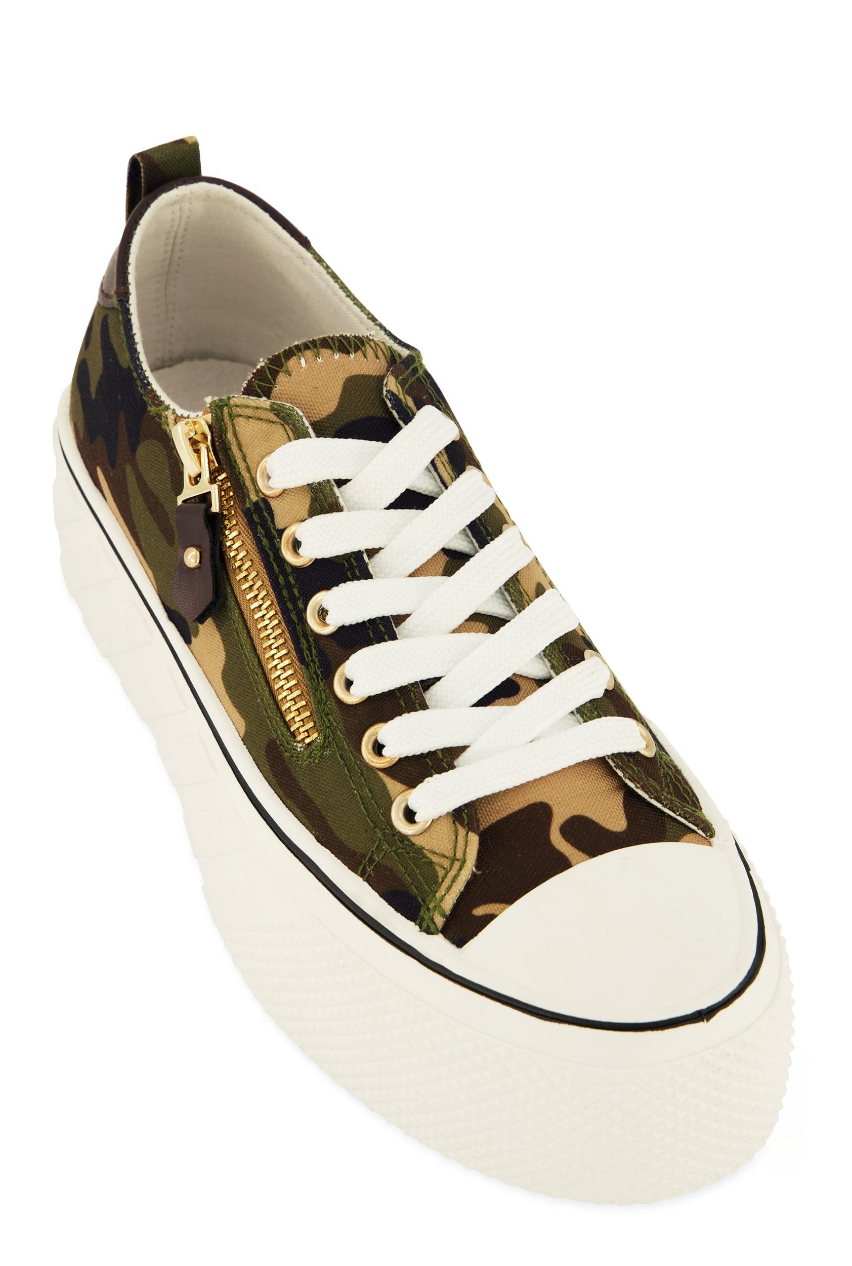 Womens Canvas Zip Detail Platform Sneakers Product Image