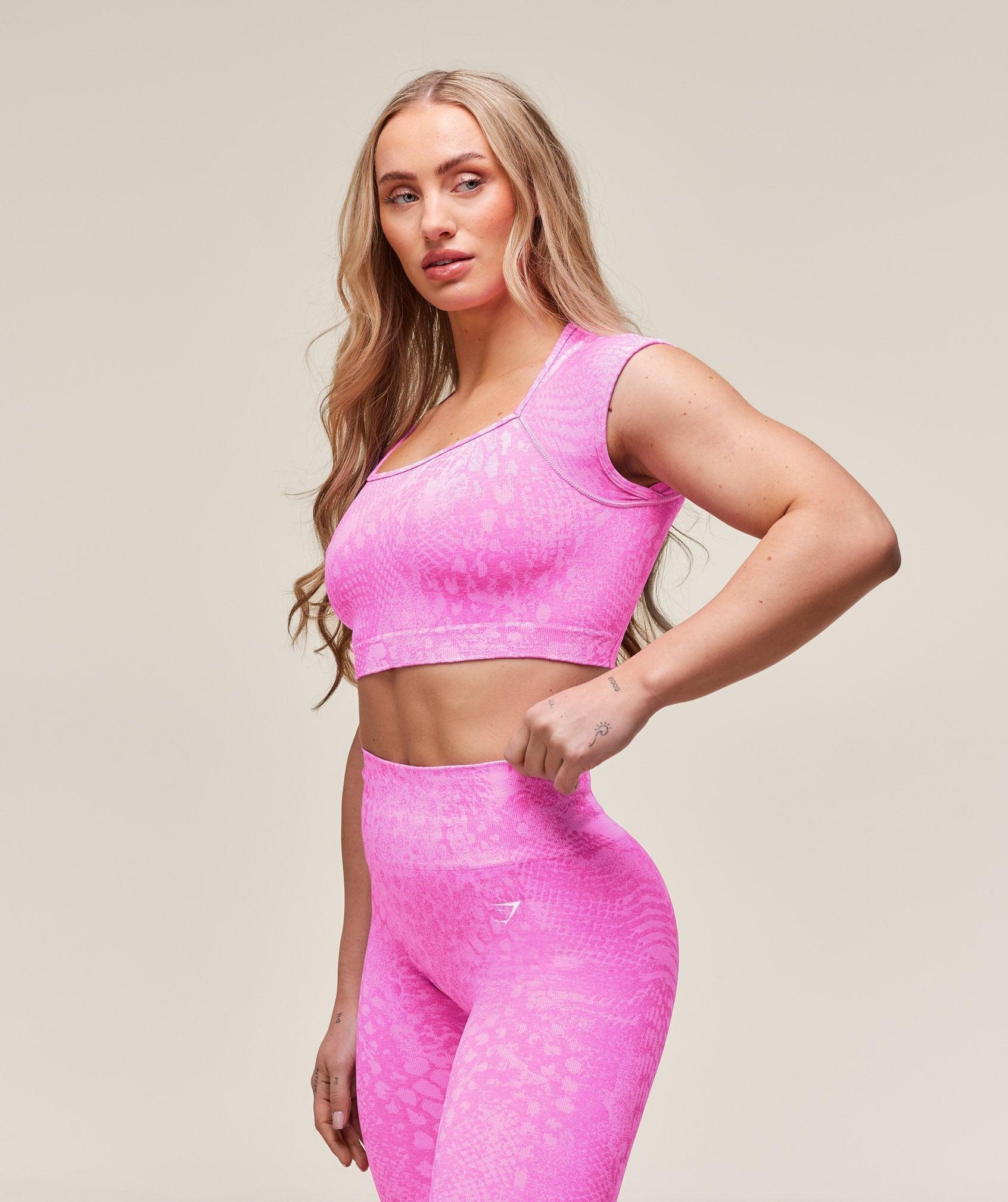 Gymshark Adapt X Whitney Animal Seamless Crop Top - Sour Pink/Vibrant Pink Female Product Image