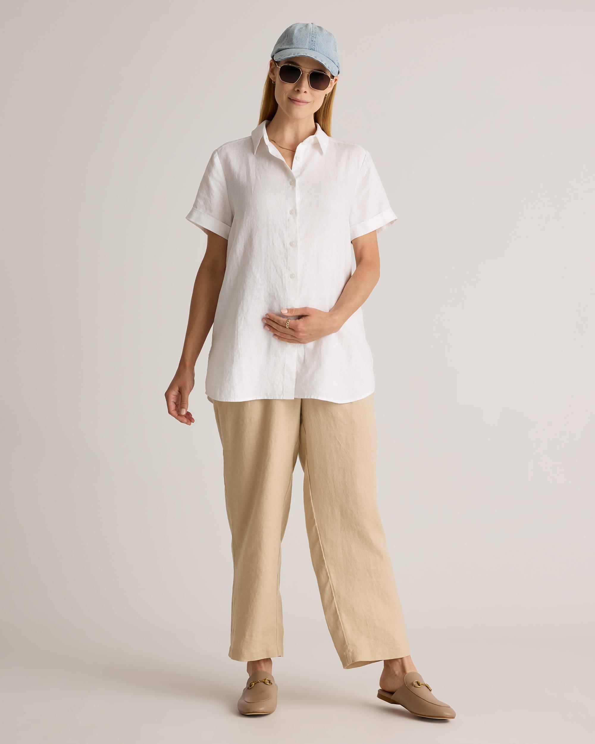 Quince | Women's 100% European Linen Maternity Camp Shirt Size XL Product Image