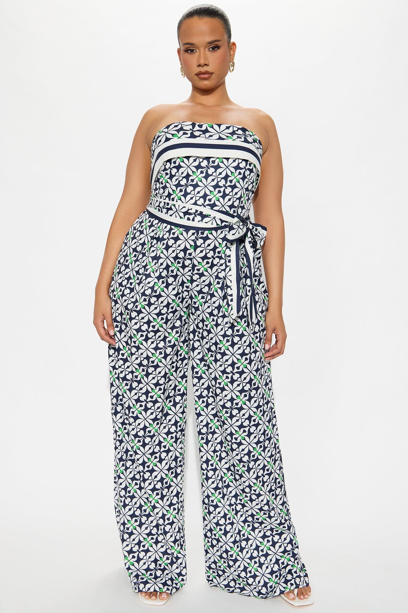 Lisbon Layover Satin Jumpsuit - Navy/combo Product Image