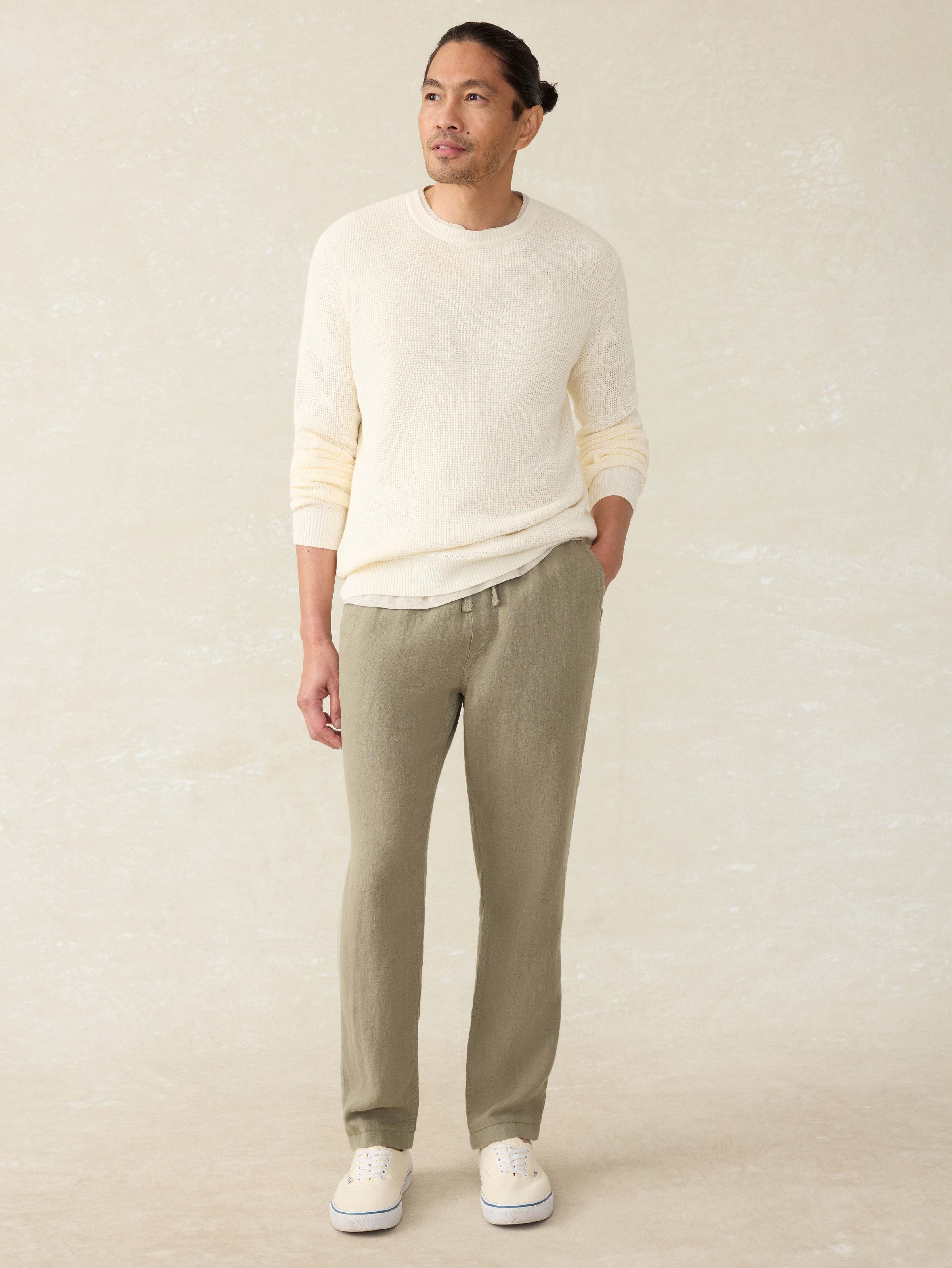 Linen Drawstring Pant - Canyon Olive Male Product Image