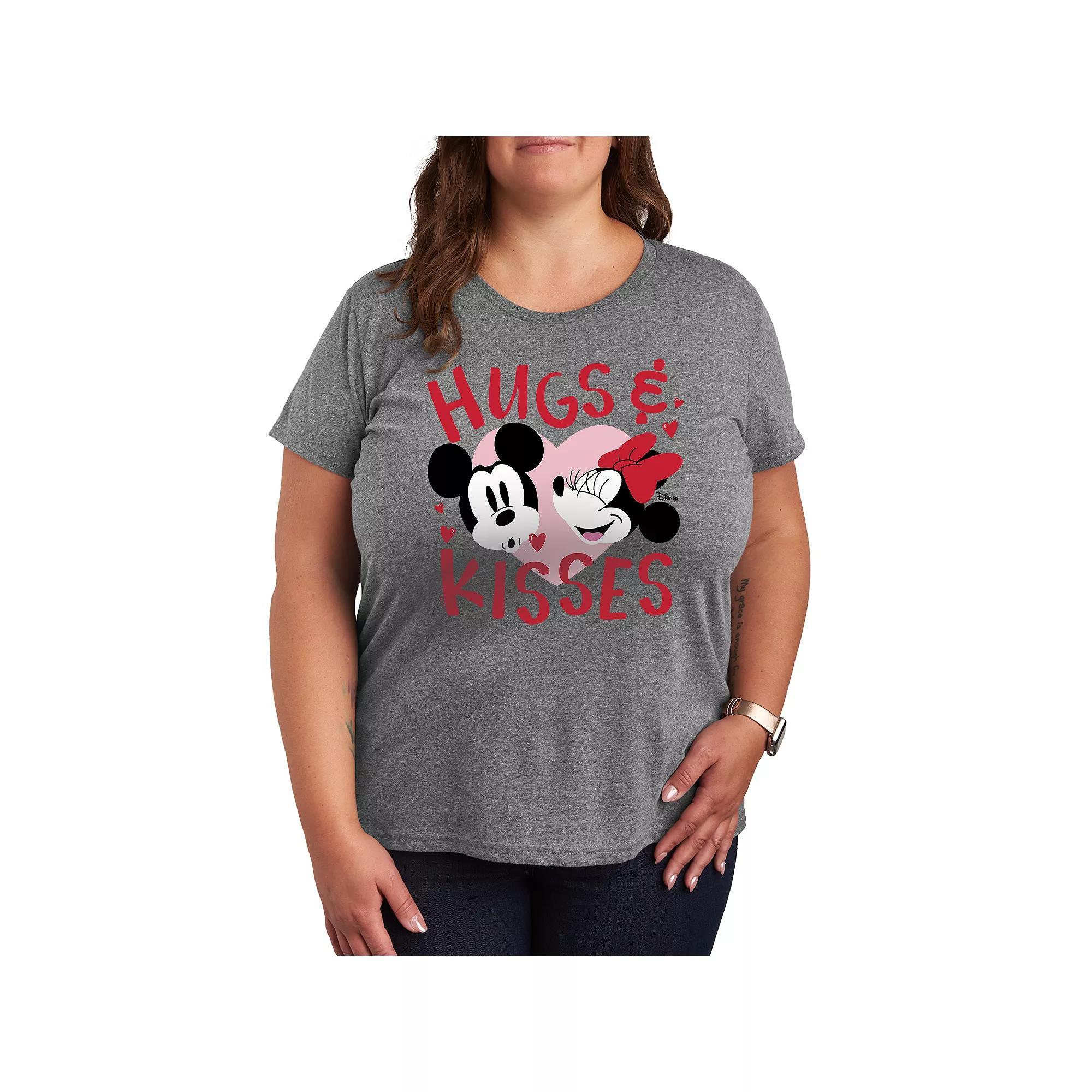 Disney's Mickey & Minnie Mouse Plus Size Hugs & Kisses Graphic Tee, Women's, Size: 2XL, Grey Gray Product Image