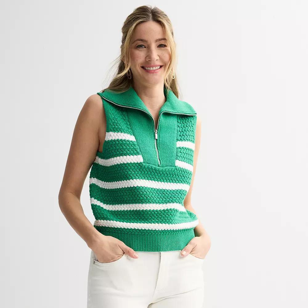 Petite Sonoma Goods For Life Quarter-Zip Sweater Vest, Womens Product Image