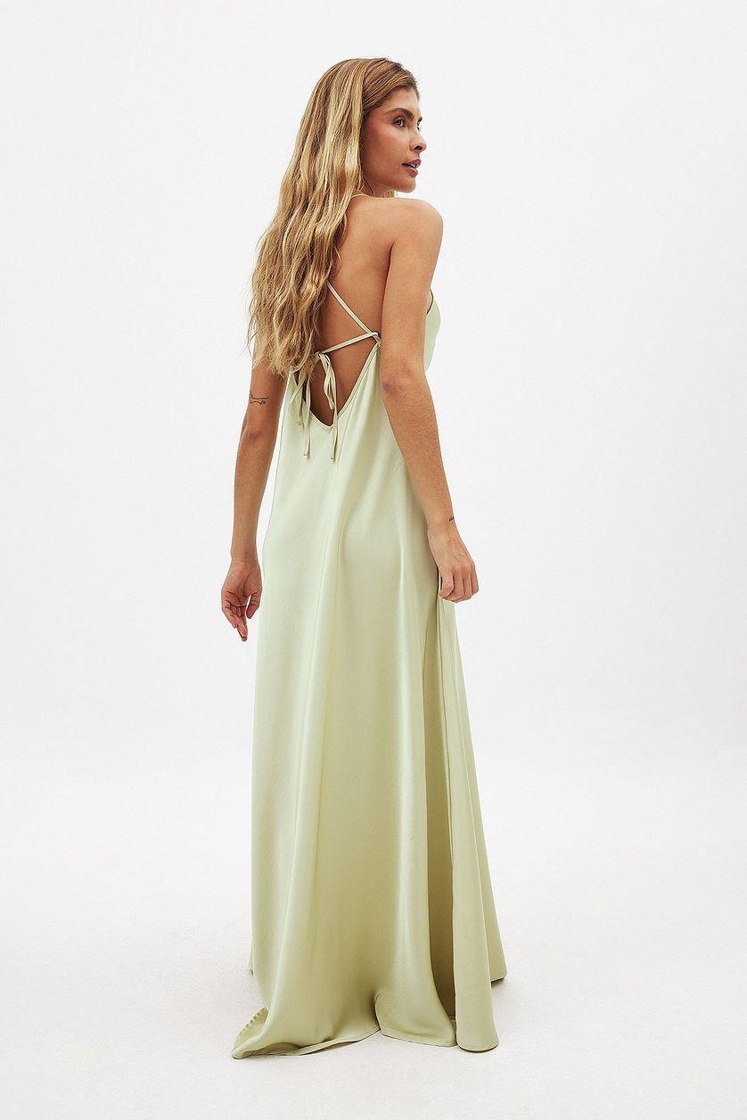 Satin Tie Back Volume Dress Product Image