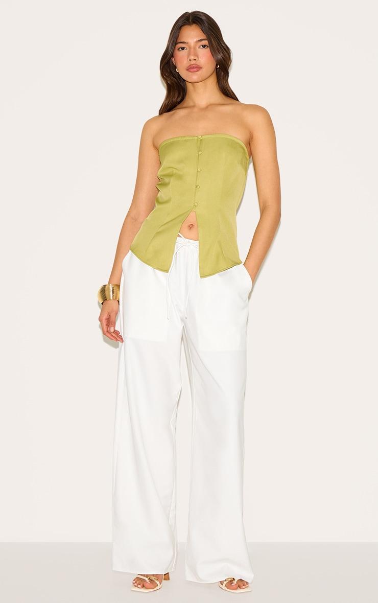 Green Fitted Bandeau Button Vest Product Image