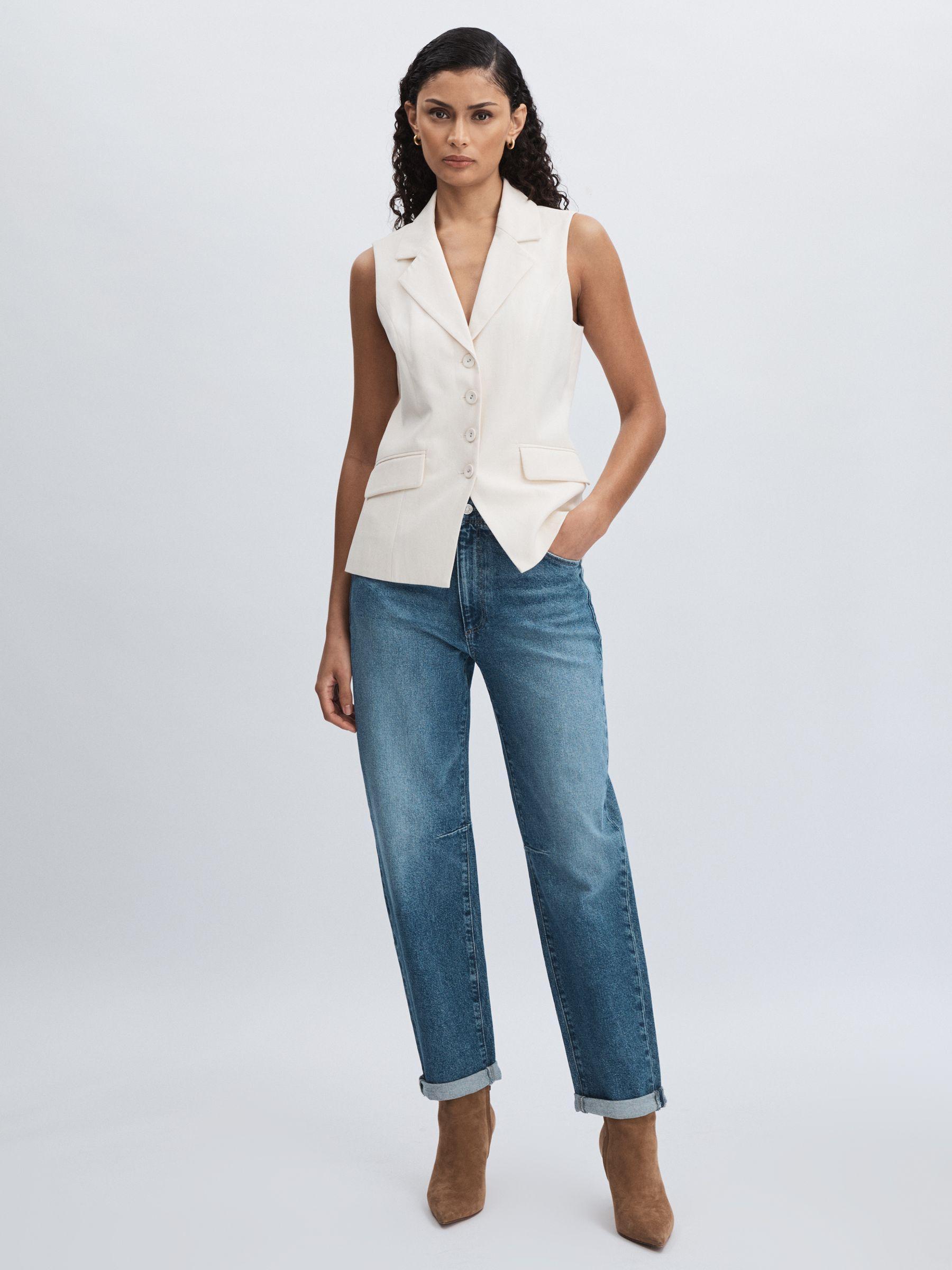 Paige Lyocell Cotton Tailored Waistcoat in Ivory Product Image