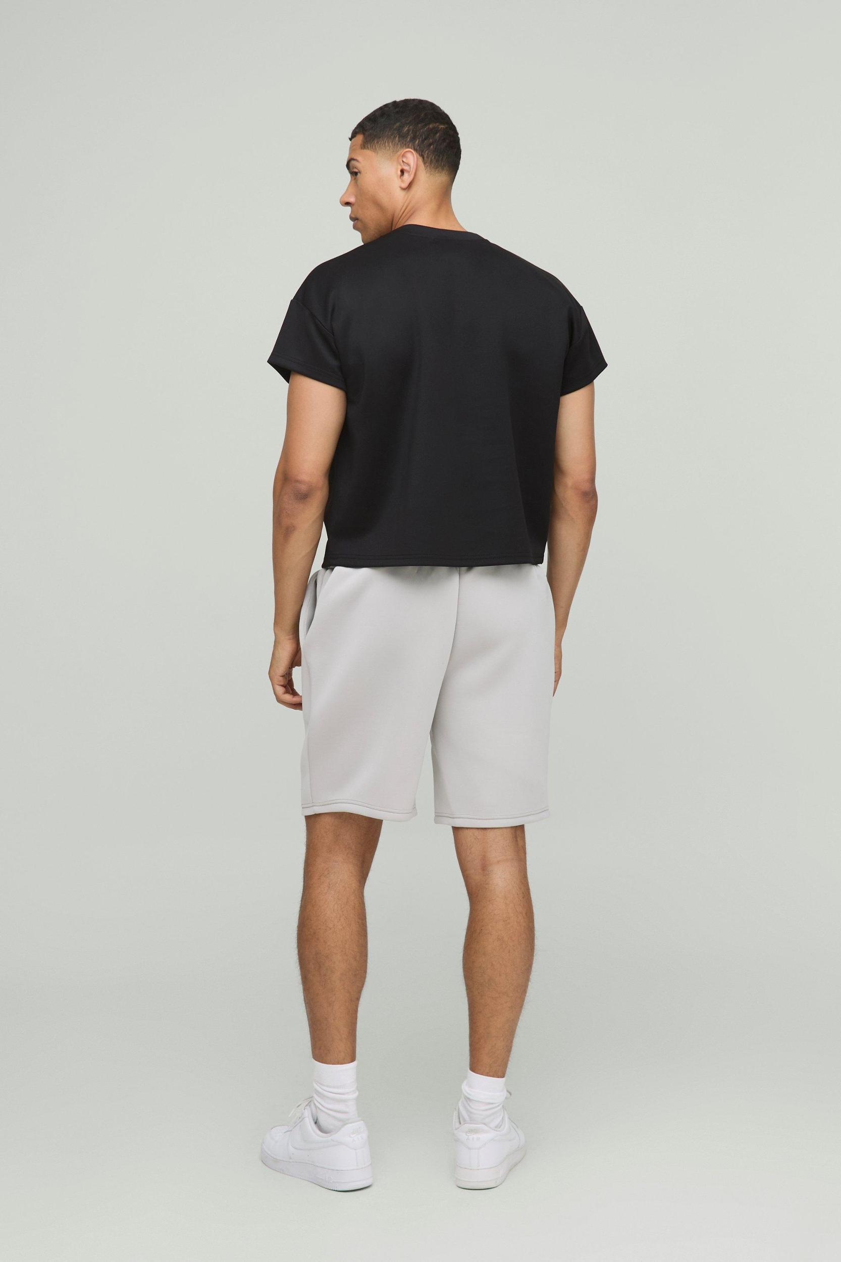 Oversized Shrunken Boxy Cap Sleeve Scuba T-Shirt | boohooMAN USA Product Image
