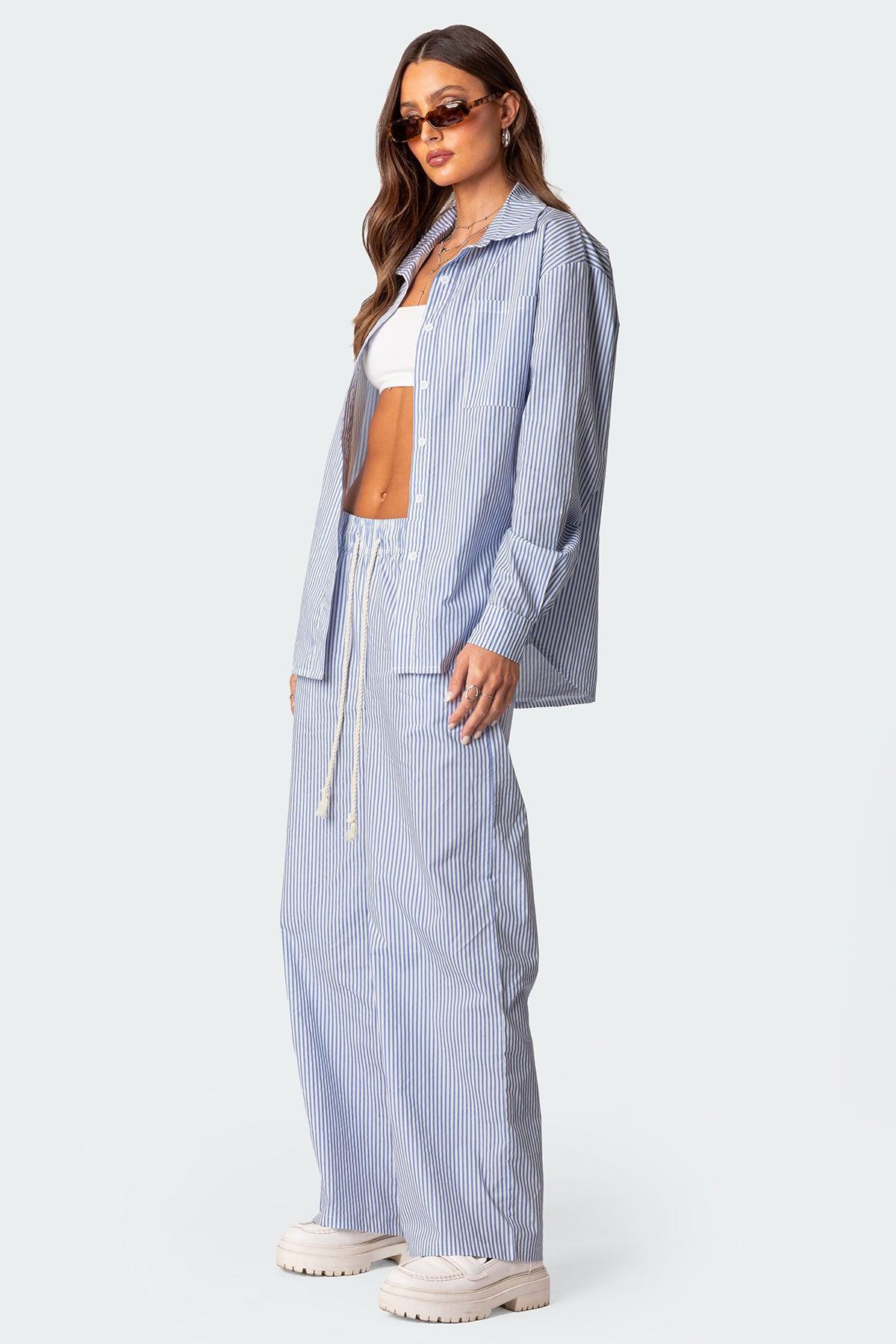 Oversized Pinstripe Button Up Shirt Product Image