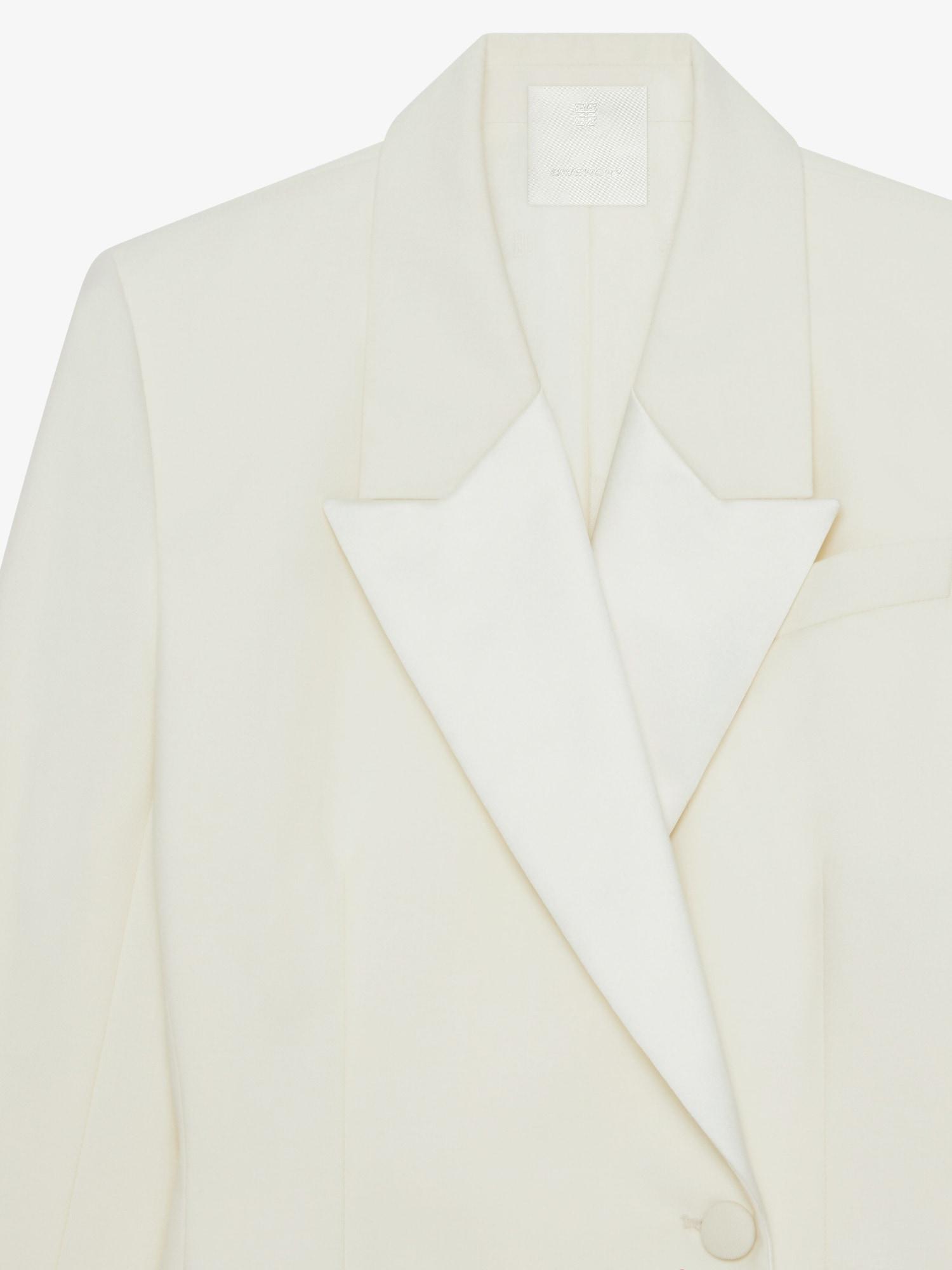 Slim fit jacket in wool and mohair with satin collar Product Image