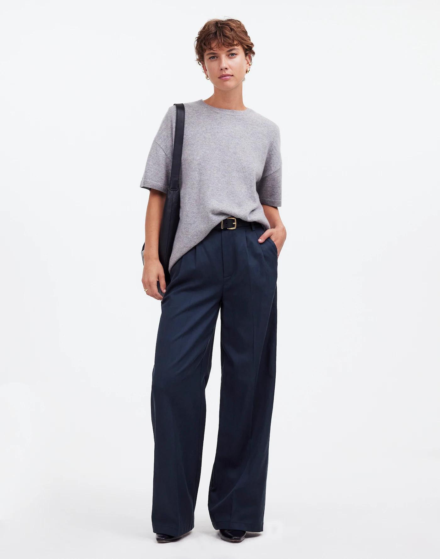 The Harlow Wide-Leg Pant in Drapey Twill Product Image
