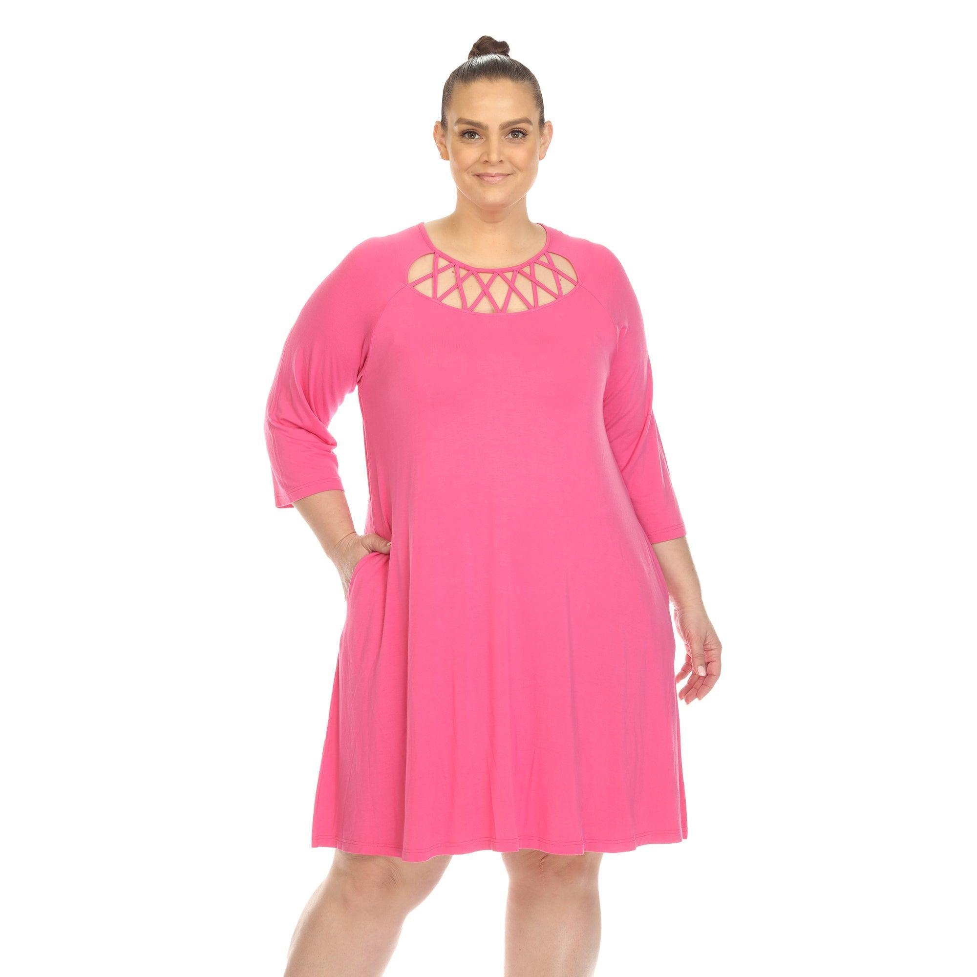 Criss Cross Neckline Swing Midi Dress - Plus Product Image